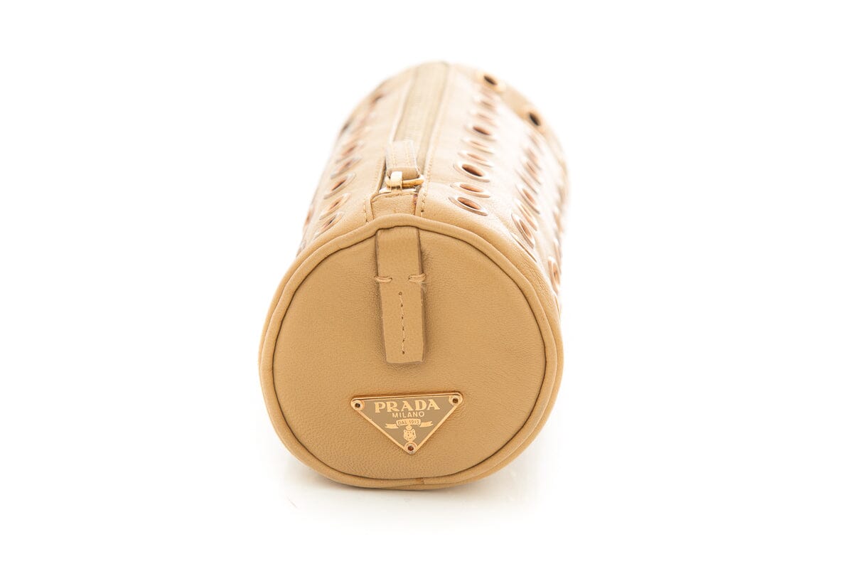 Prada Tan Leather Pouch Luxury Handbag