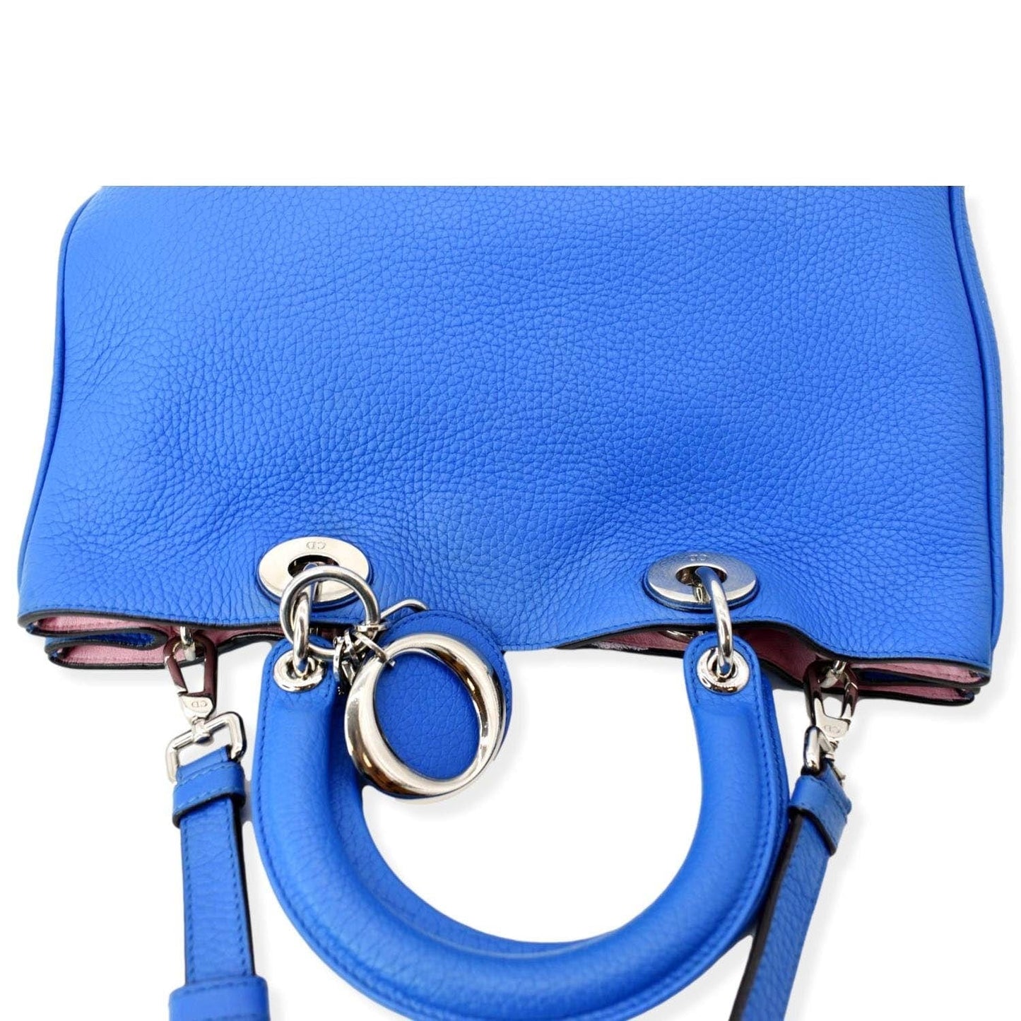CHRISTIAN DIOR Diorissimo Leather Medium Tote Bag Blue
