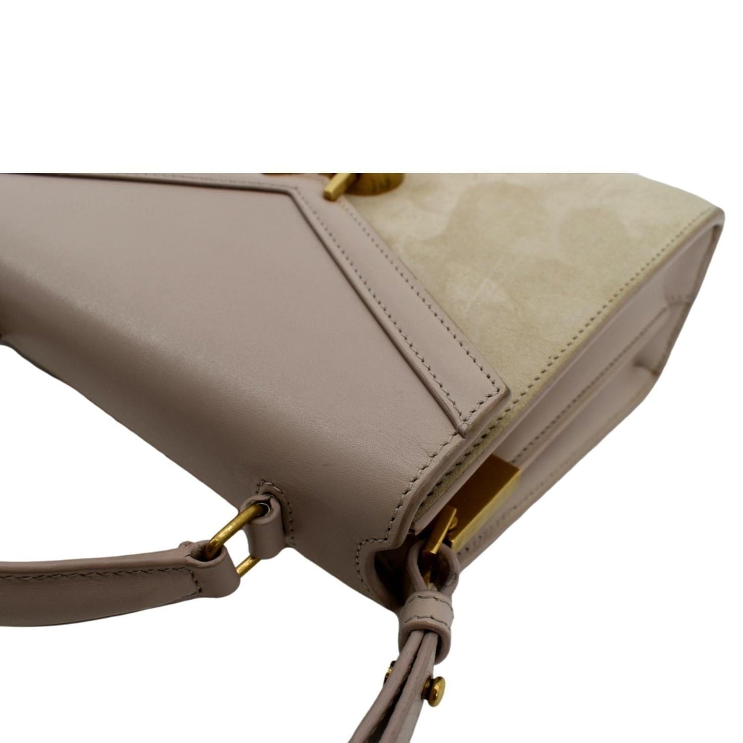 SAINT LAURENT Cassandra Mini Calfskin Leather Shoulder Bag Cream