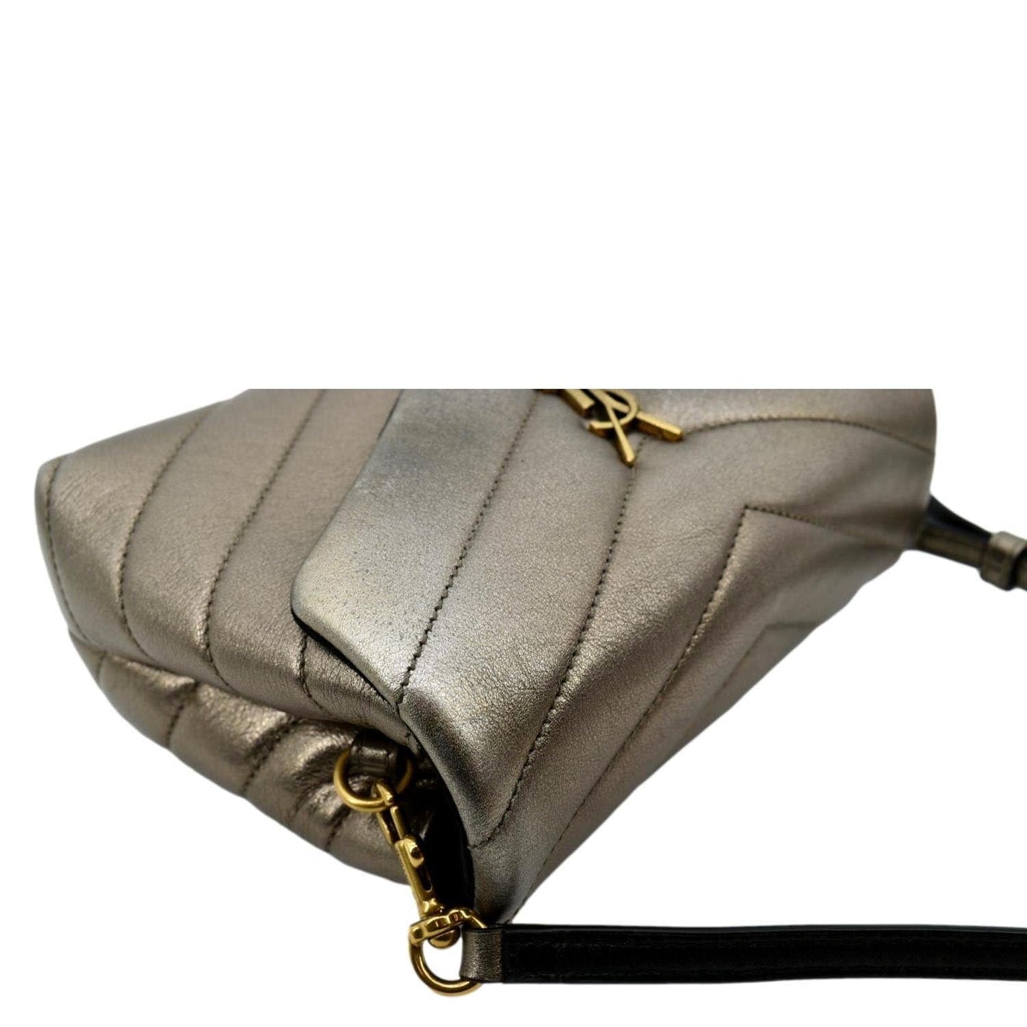 SAINT LAURENT Loulou Toy Matelasse Leather Crossbody Bag Metallic Gold