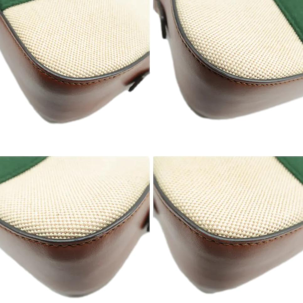 GUCCI Web Canvas Shoulder Bag Beige 575073