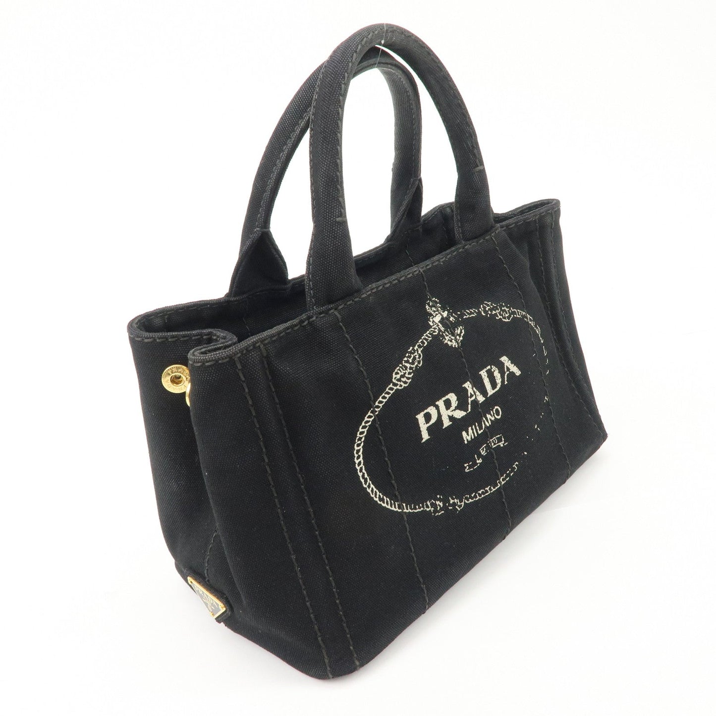 PRADA Logo Canapa Denim 2 Way Tote Bag Hand Bag Black B2642B