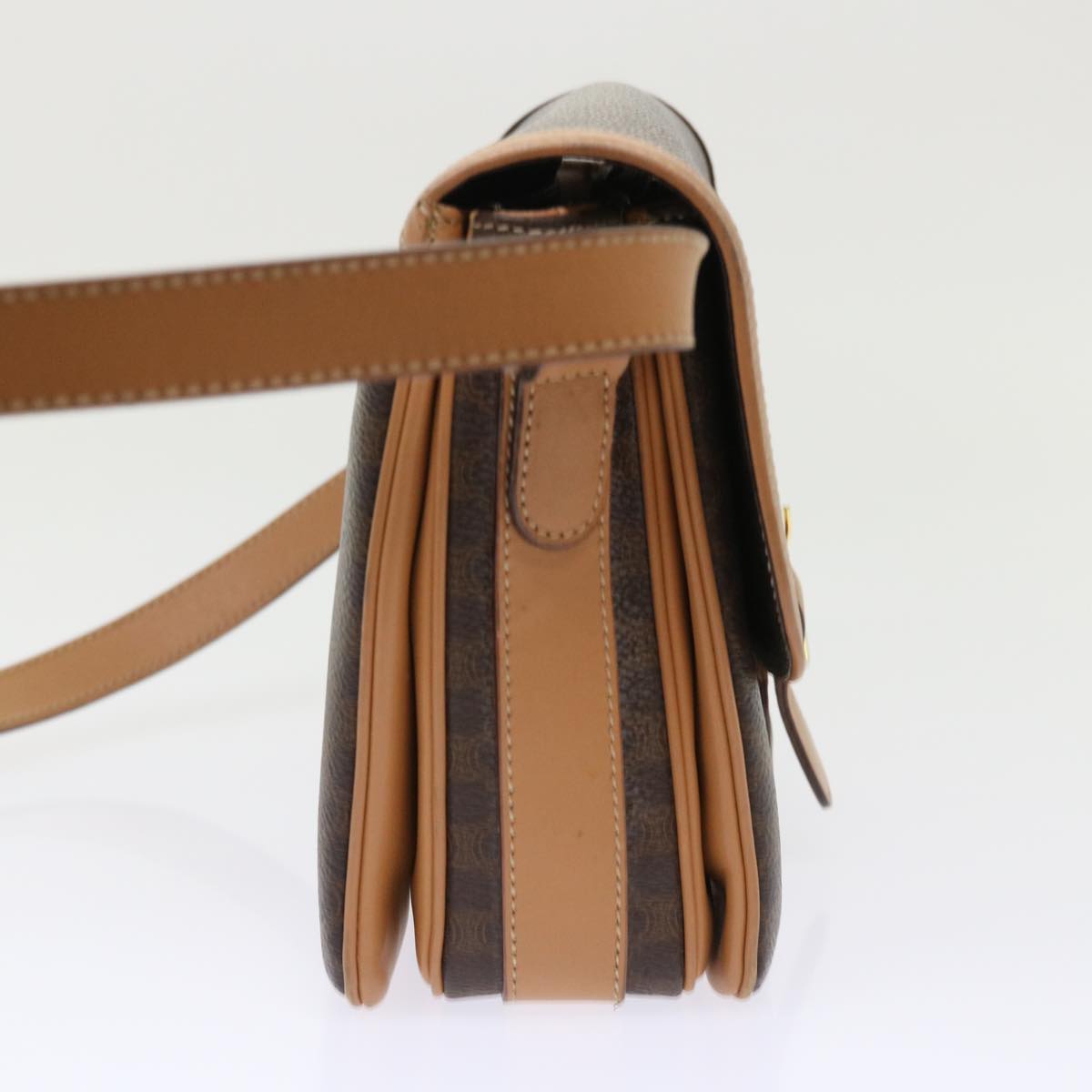 Luxury CELINE Macadam Canvas Shoulder Bag PVC Leather Brown ep905