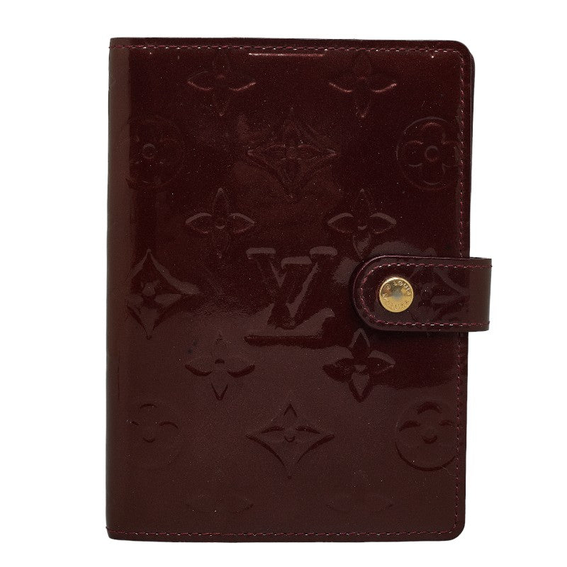 Louis Vuitton Monogram Verney Agenda PM Handbook Cover R21072 Amarant Brown Pearl Patent Leather Louis Vuitton