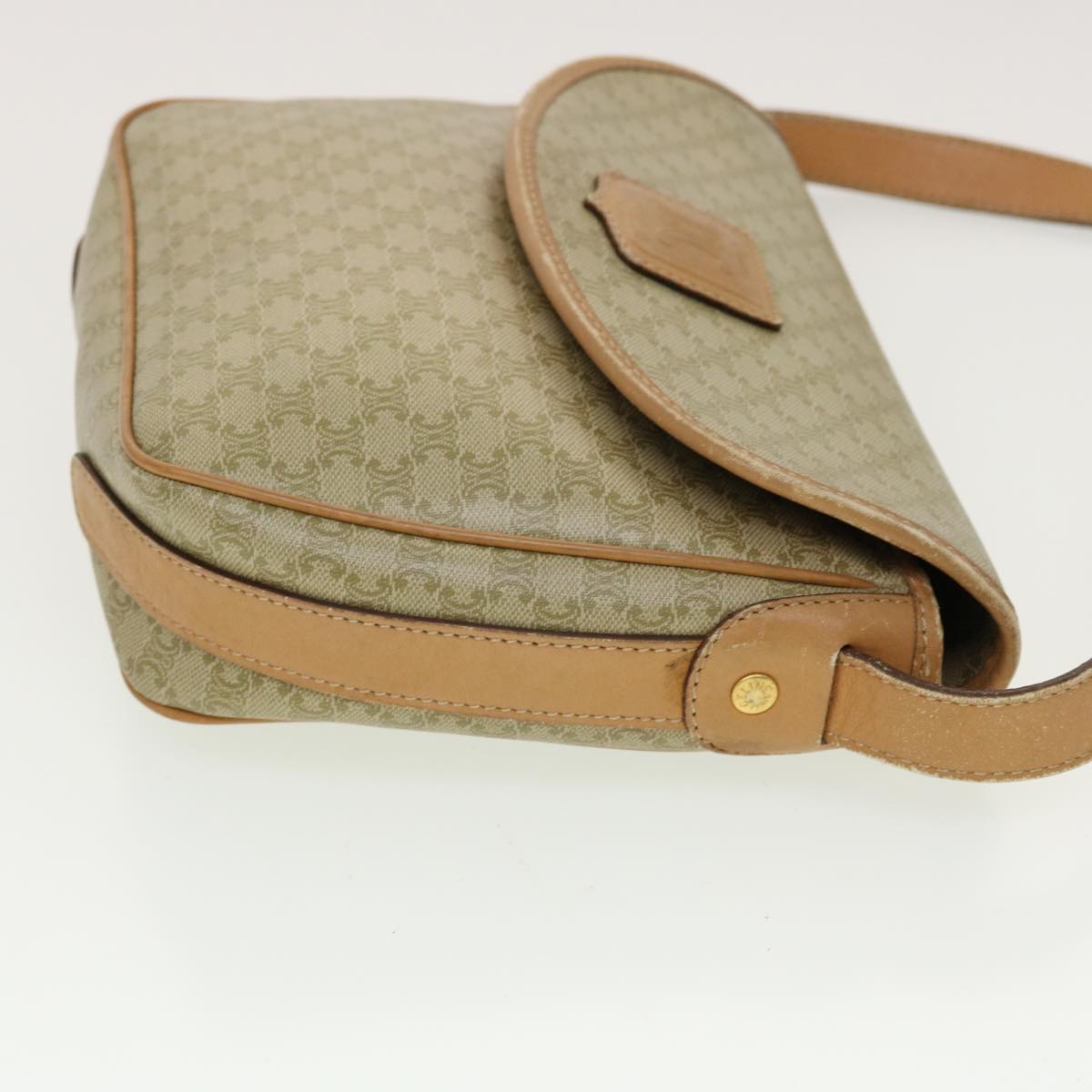 Luxury CELINE Macadam Canvas Shoulder Bag Beige fm2348