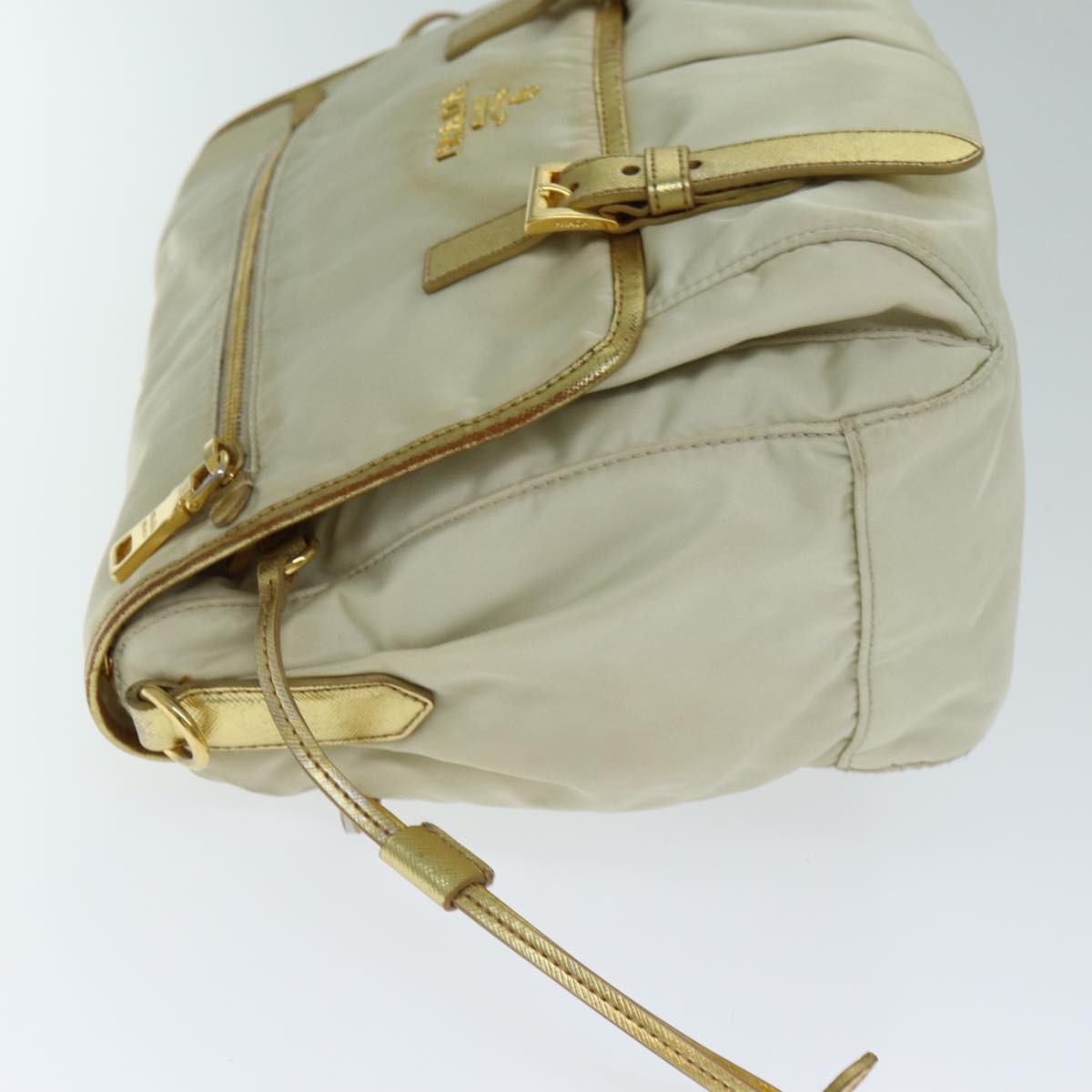 PRADA Shoulder Bag Nylon Beige Auth
