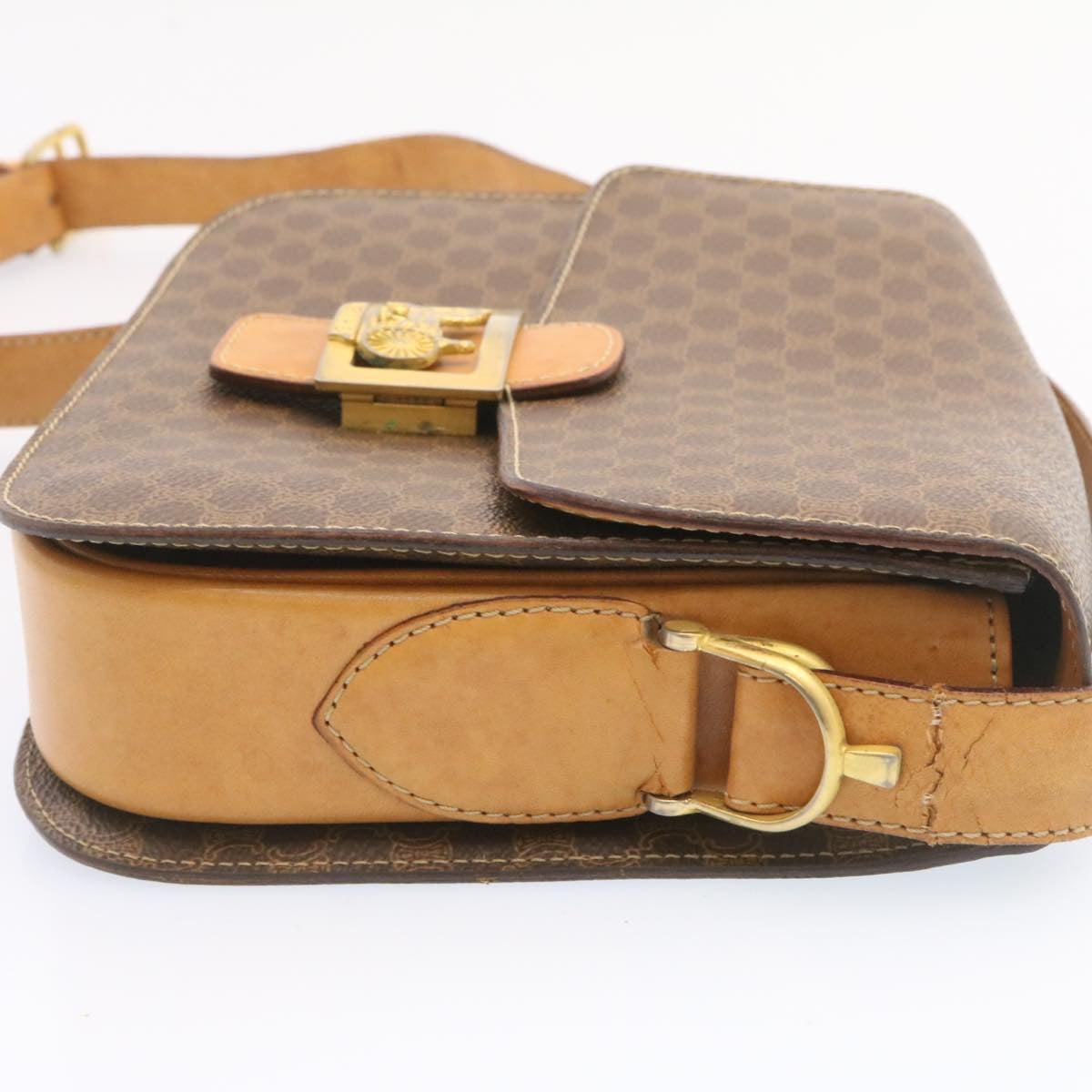 Luxury CELINE Horse Carriage Macadam Canvas Shoulder Bag Brown fm673