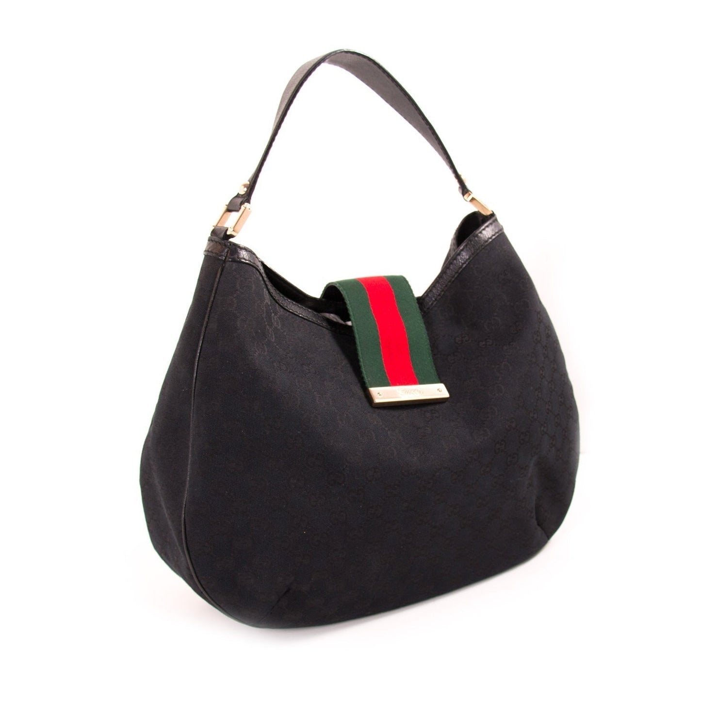 Gucci Black Leather Canvas Shoulder Bag Style 1