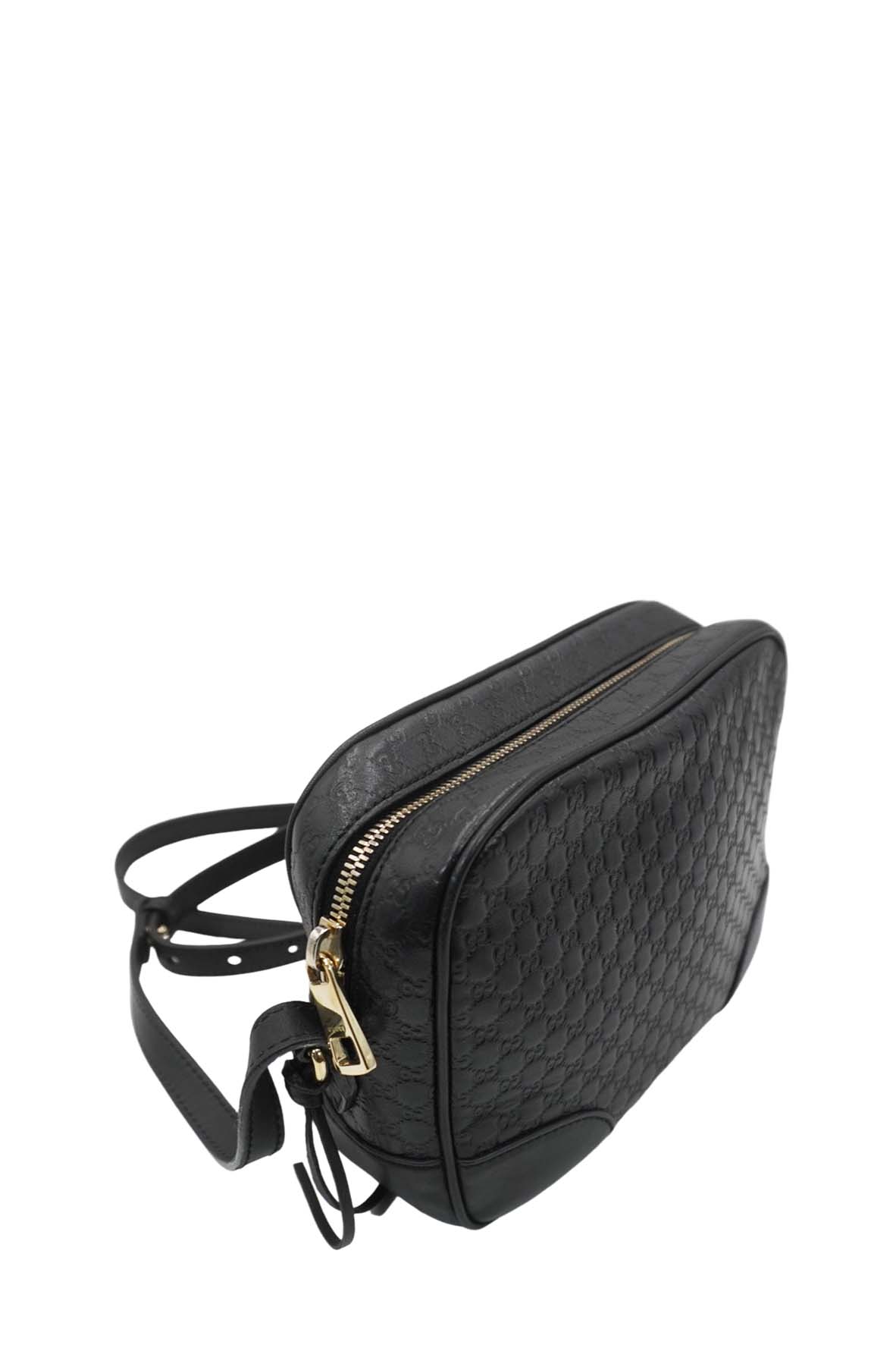 Gucci Guccissima Black Leather Canvas Crossbody