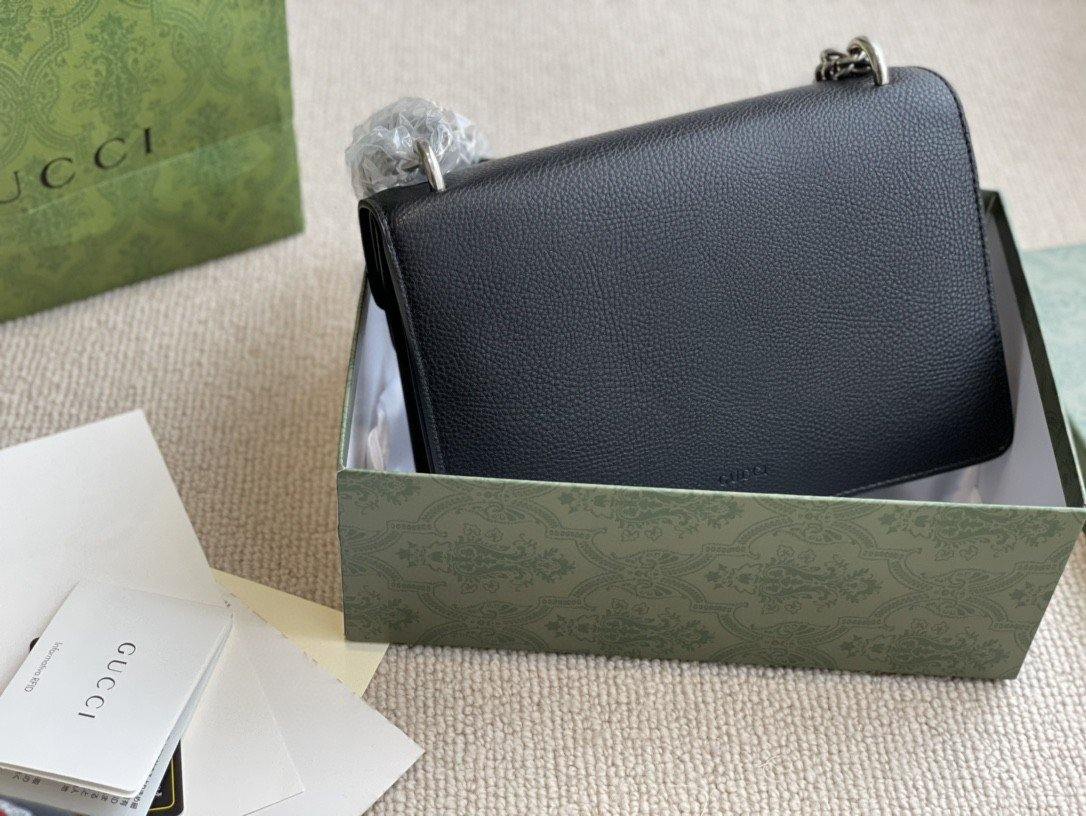 Gucci Black Leather Chain Shoulder Bag