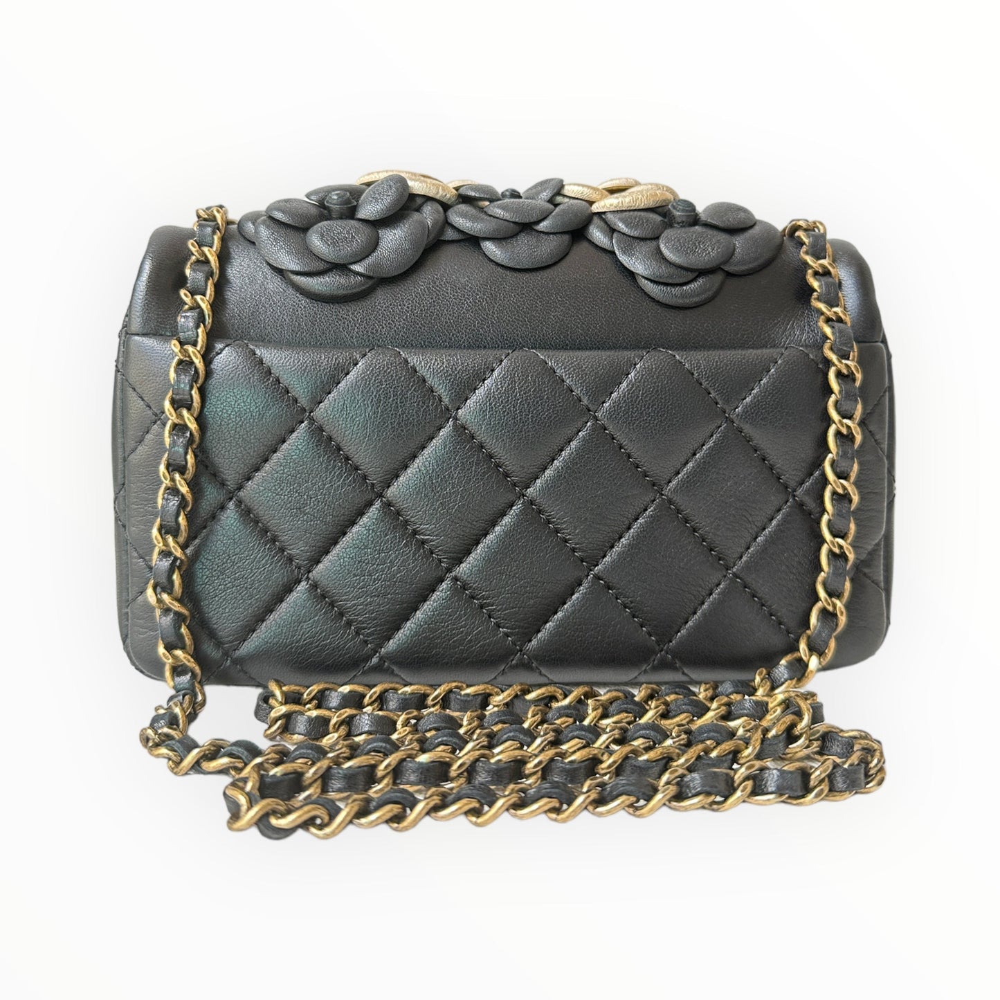 Chanel CC Camellia Flap Bag Embellished Sheepskin Mini
