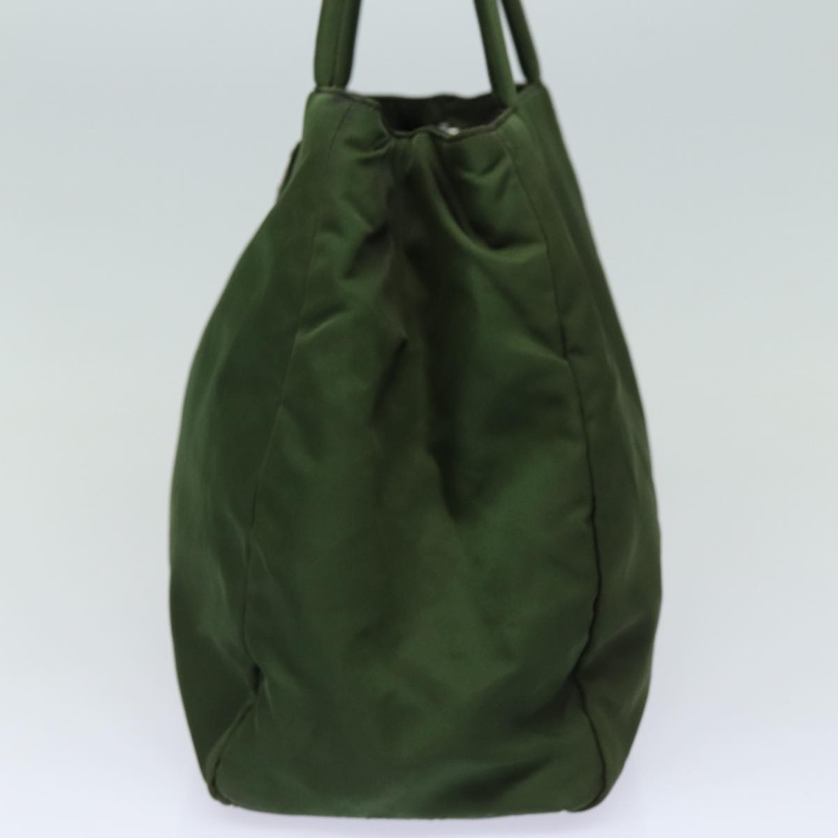 PRADA Tote Bag Nylon Khaki Silver Auth
