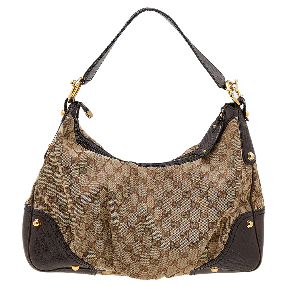 Gucci Lou Leather Canvas Shoulder Bag