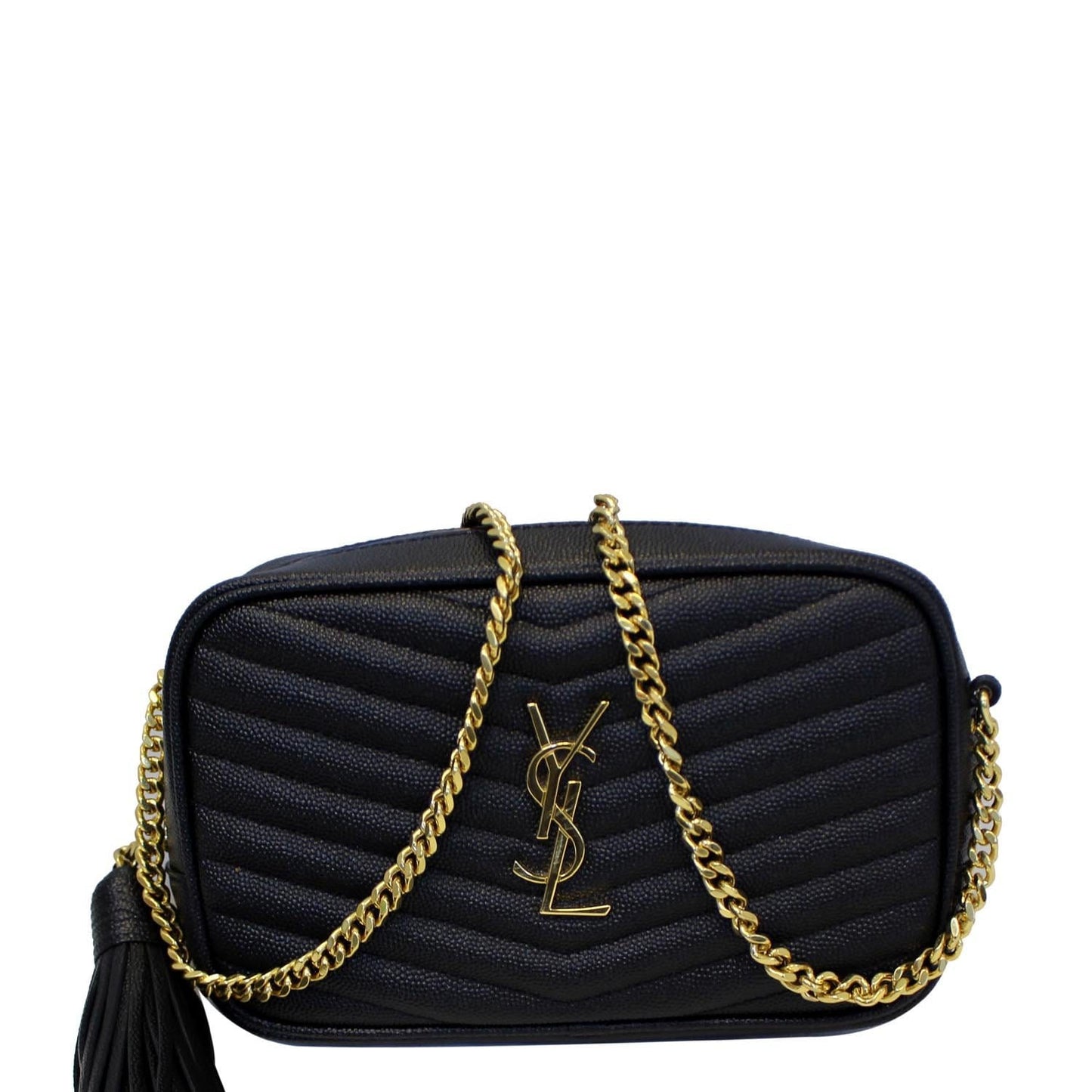 SAINT LAURENT Mini Lou Grain De Poudre Camera Bag Black