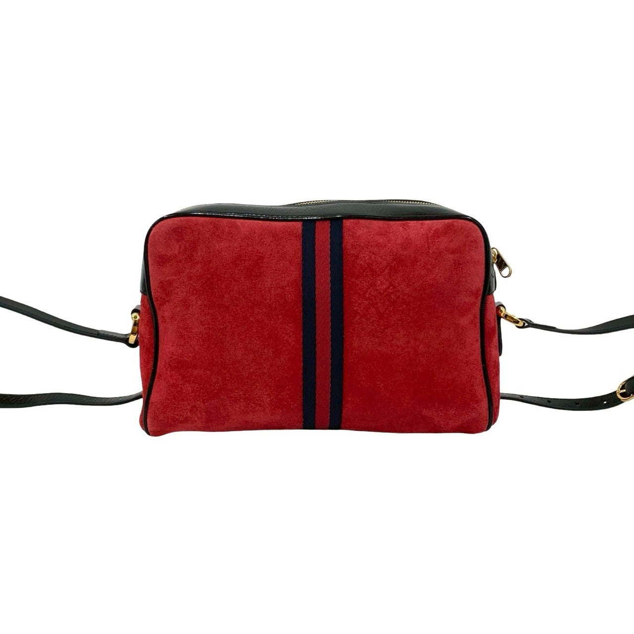 Gucci Ophidia GG Logo Suede Patent Leather Shoulder Bag