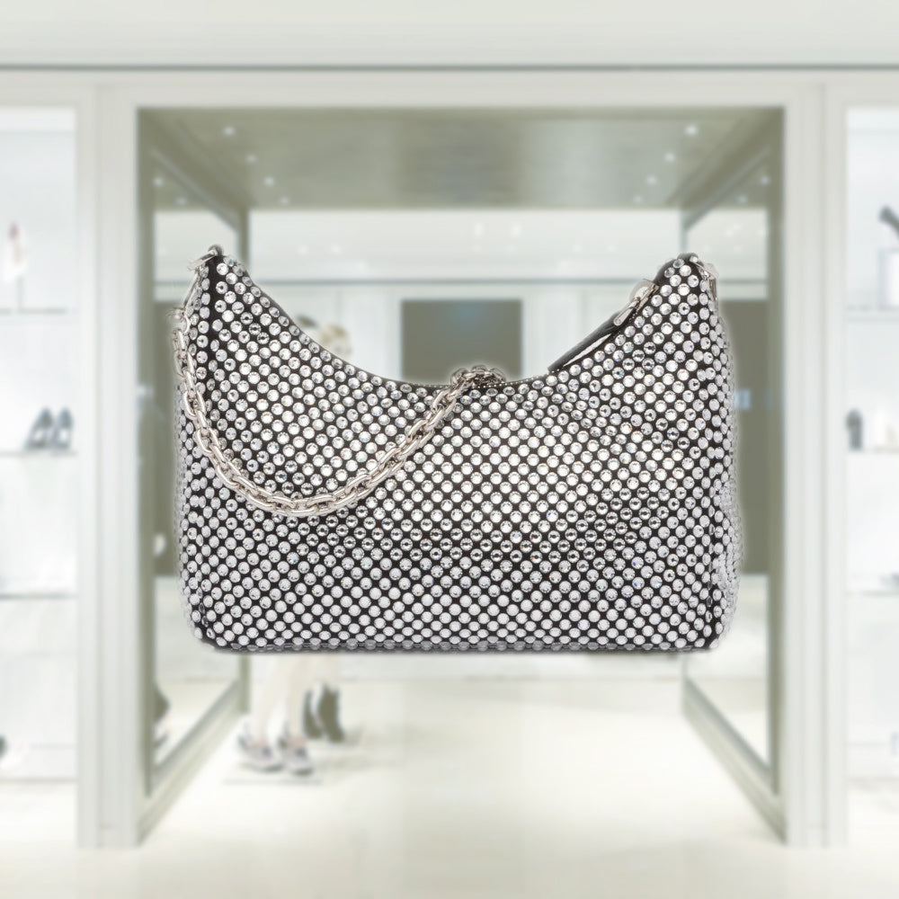 Prada Re-Edition 2005 satin bag with crystals