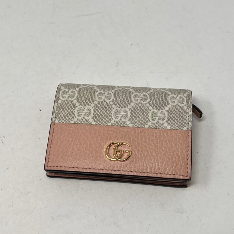 Gucci Leather Wallet AF412 Beige & Pink Wallet
