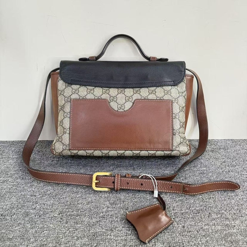 Gucci Padlock Bag Black/Brown GG Canvas Shoulder Bag