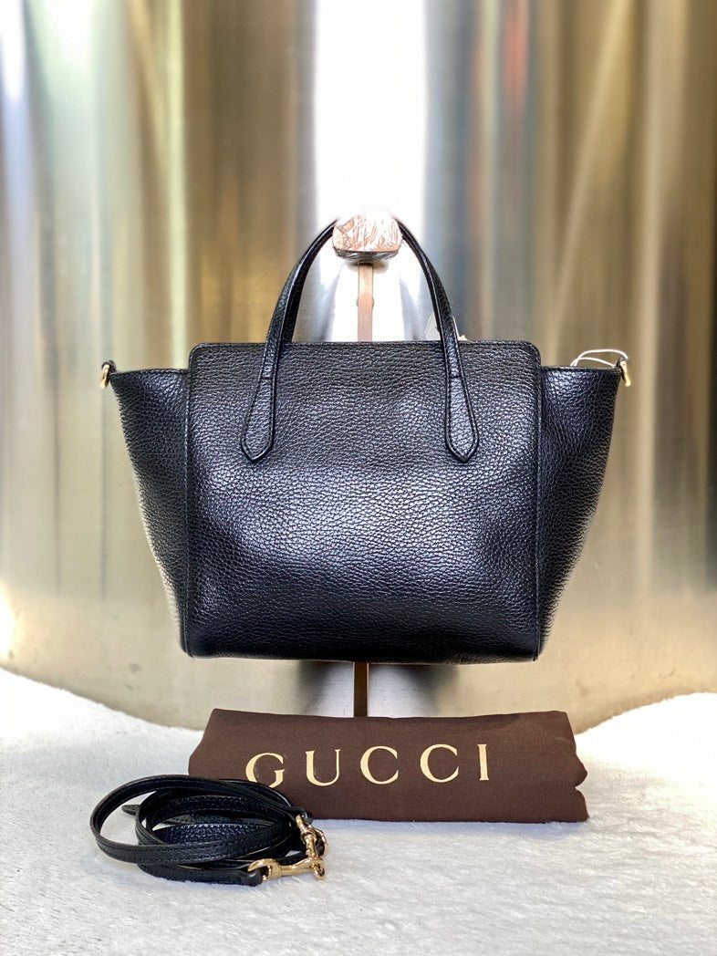 Gucci 7552 Black Leather Tote Bag