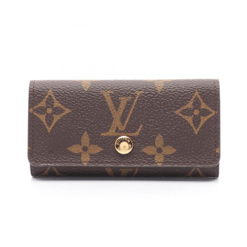 LOUIS VUITTON Multicle 4 Monogram 4 Ring Chain Key Case PVC Brown - A