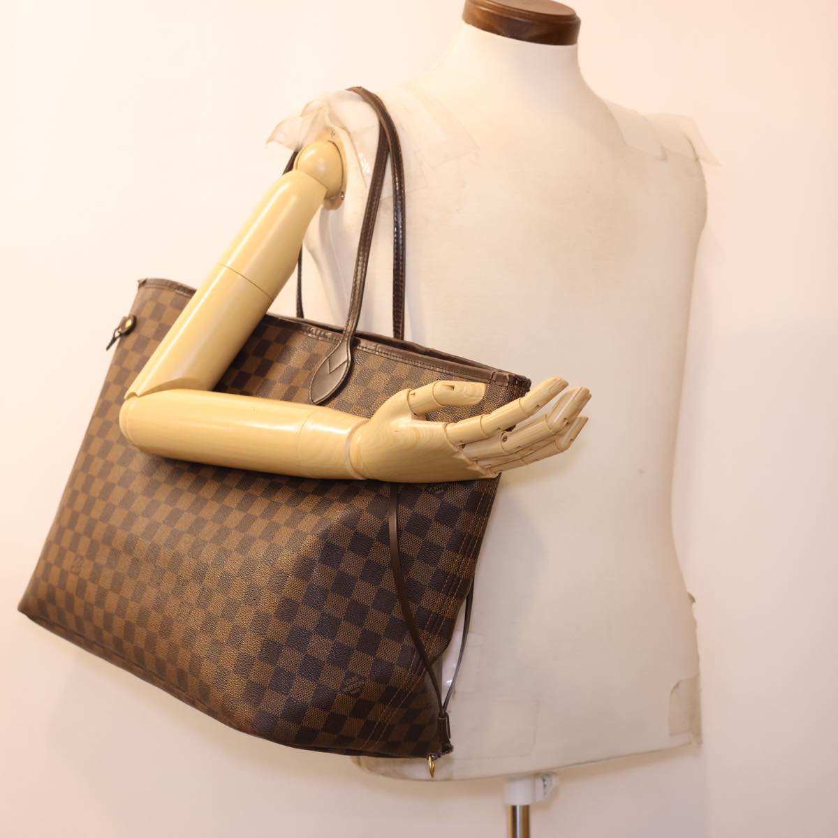 LOUIS VUITTON Damier Ebene Neverfull GM Tote Bag N51106 LV rd4774