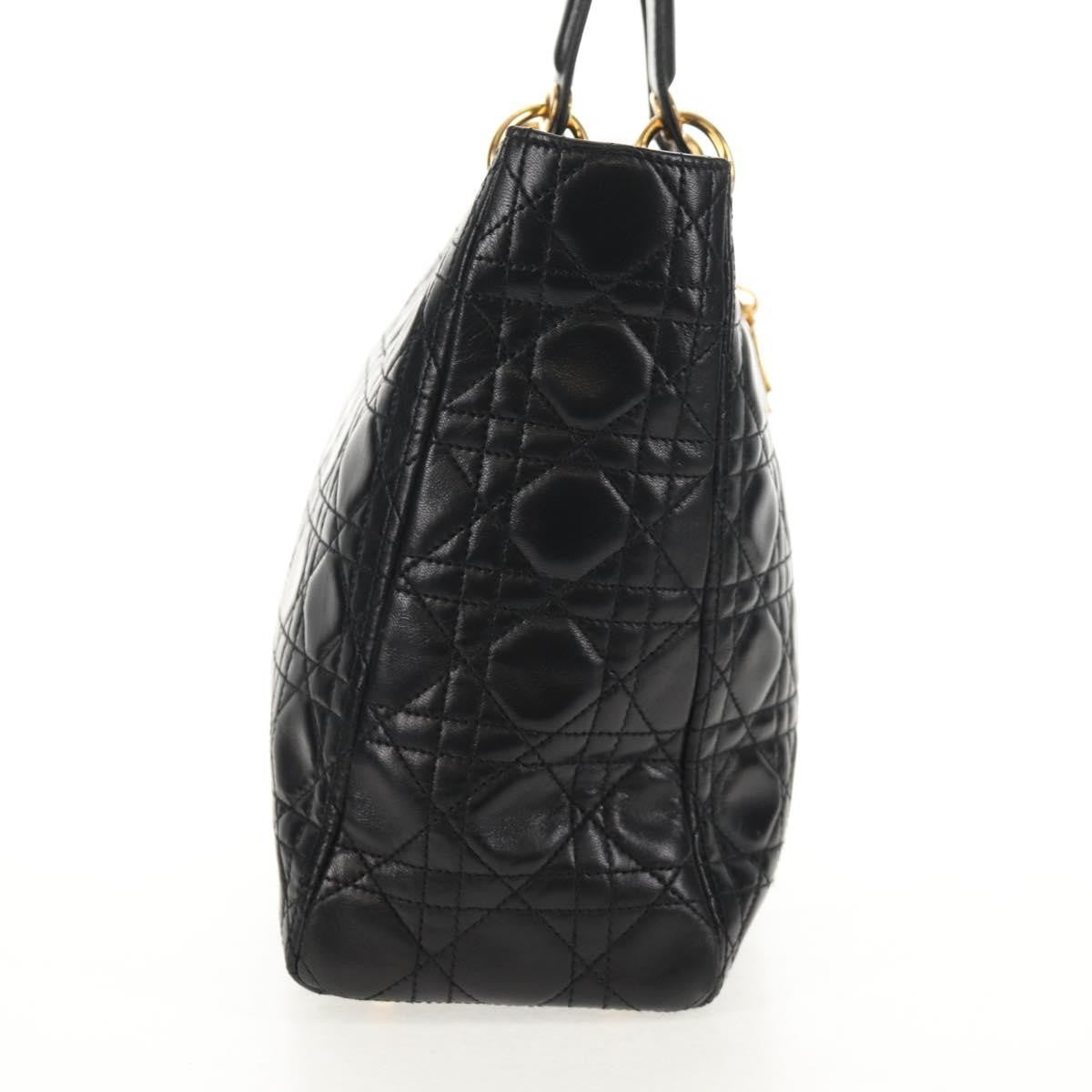 Christian Dior Lady Dior Bag Cannage Quilt Lambskin Black Leather Bag ()