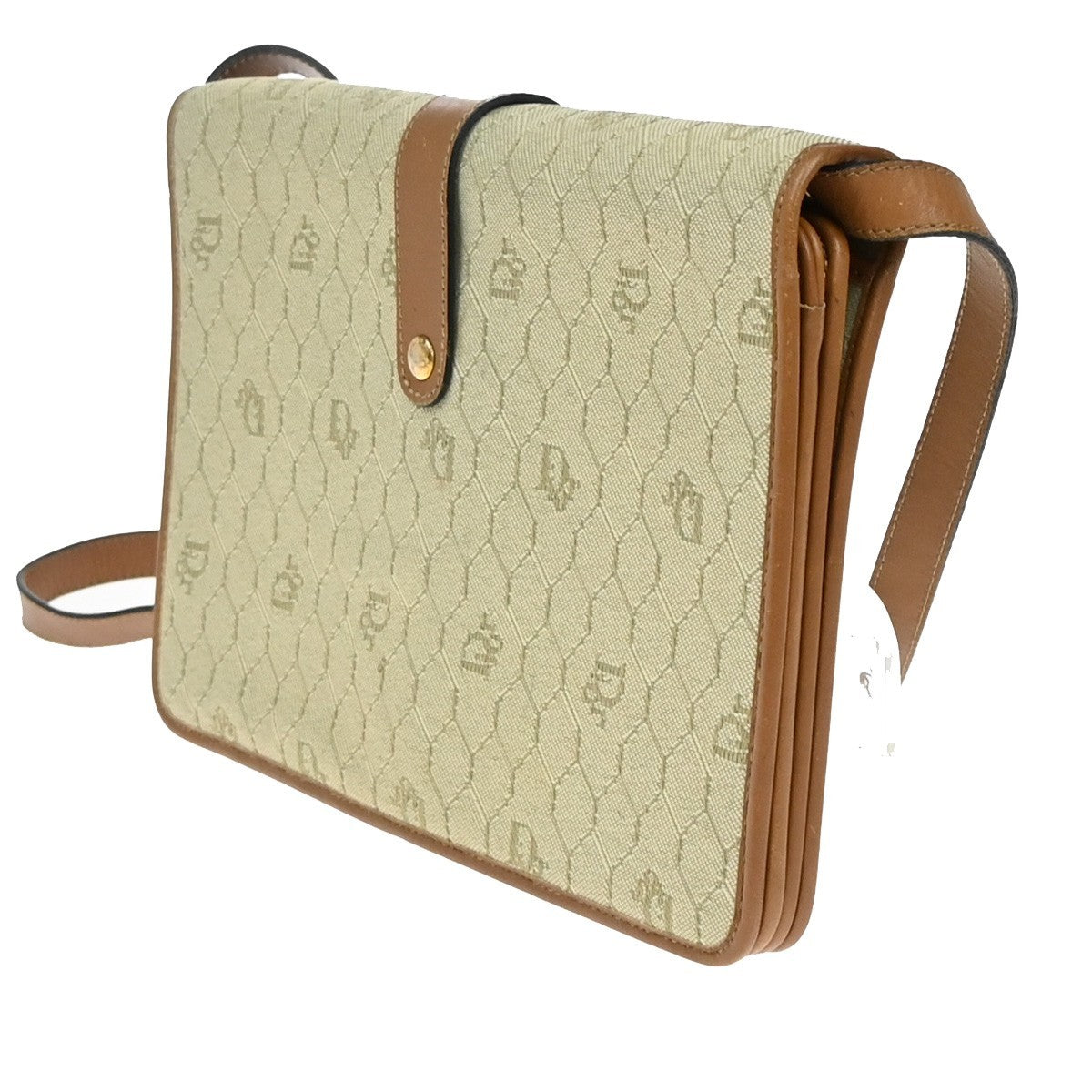 Christian Dior Honeycomb Handbag Canvas Leather Beige Canvas Shoulder Bag Bag ()