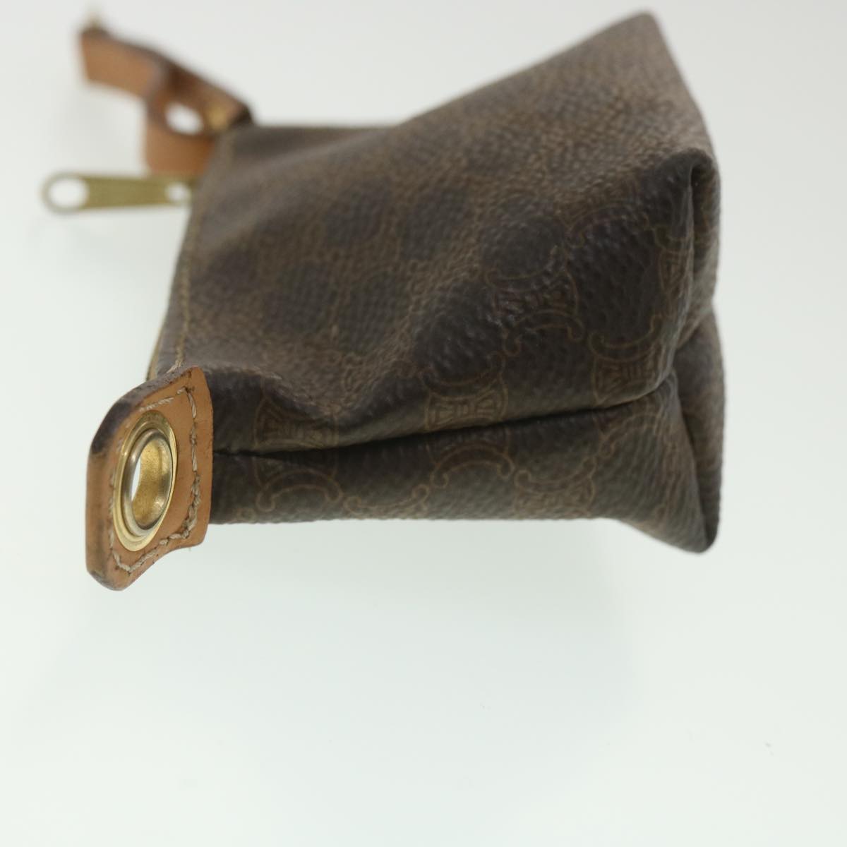 Luxury CELINE Macadam Canvas Pouch PVC Leather Brown tb381