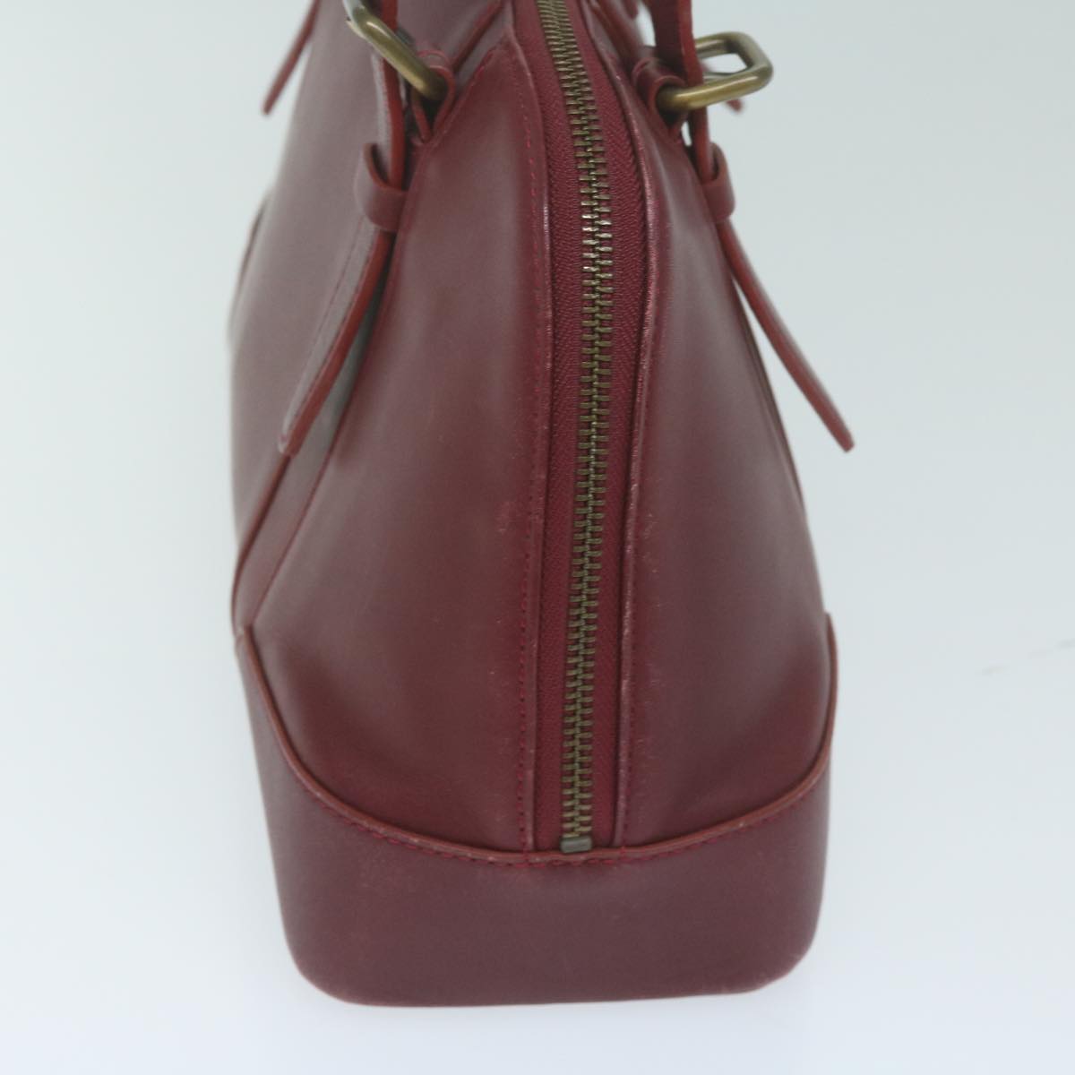 Burberry Hand Bag Leather Red Auth ti1480