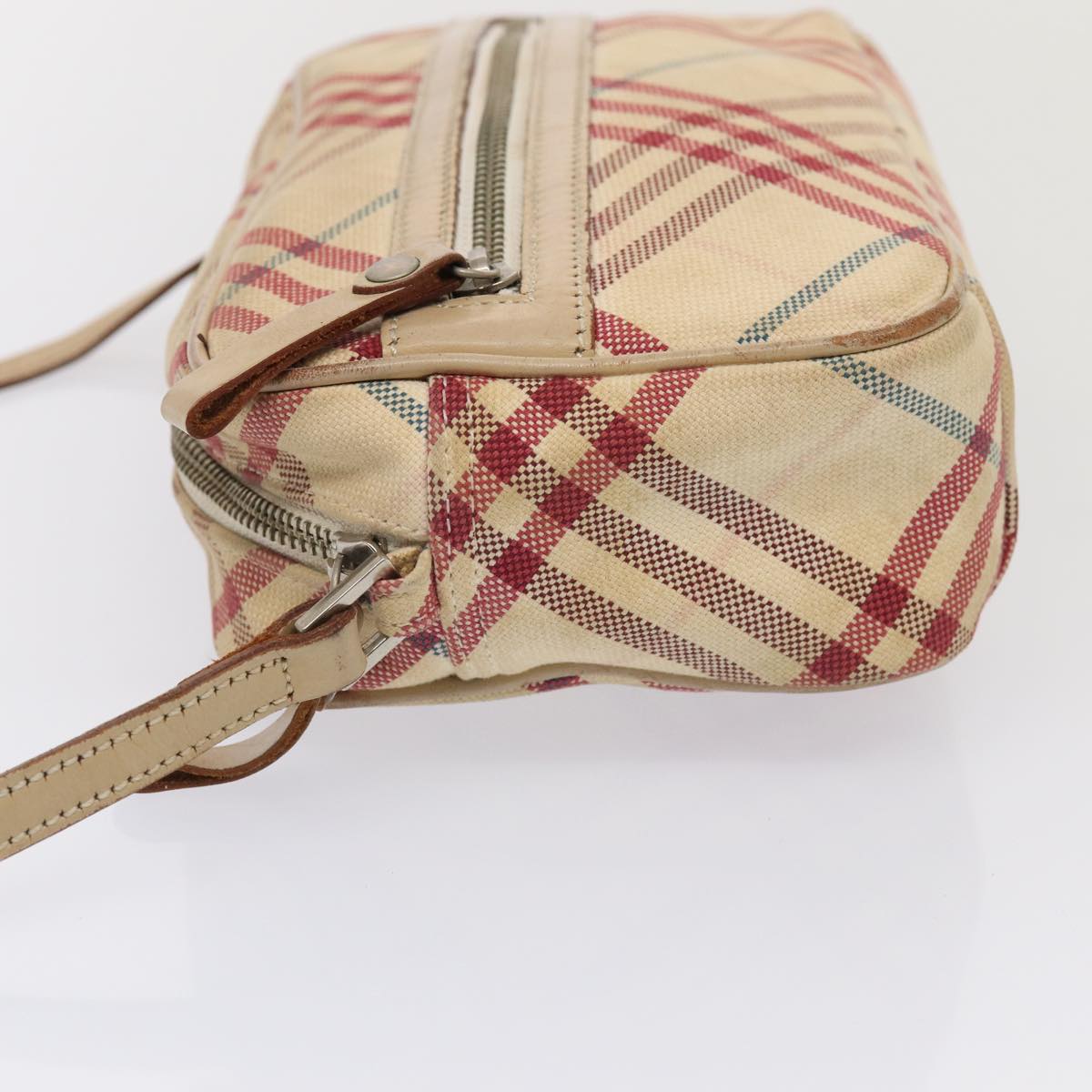 Burberry Nova Check Blue Label Shoulder Bag Canvas Beige Red Auth ti1983