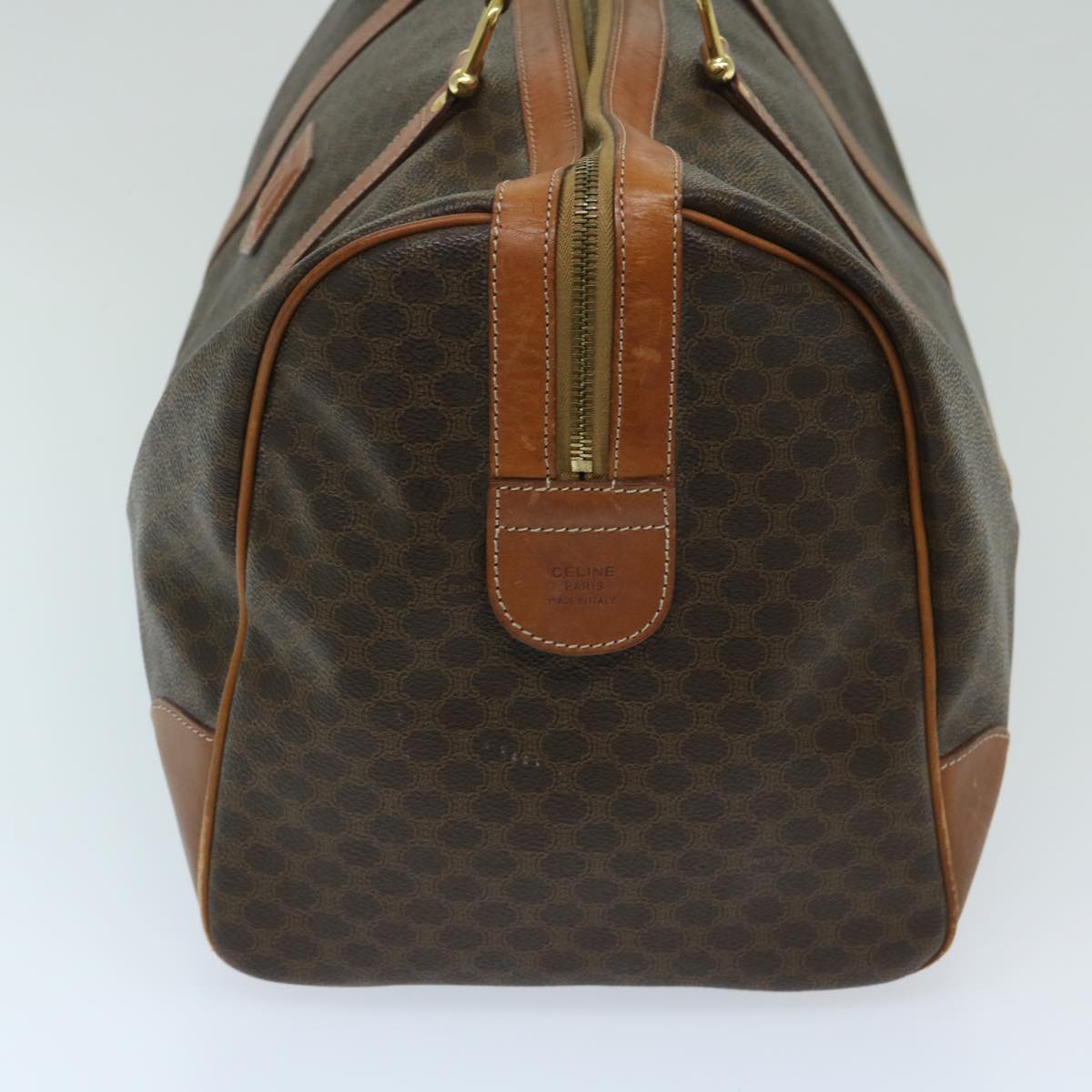 Luxury CELINE Macadam Canvas Boston Bag PVC Brown 11251