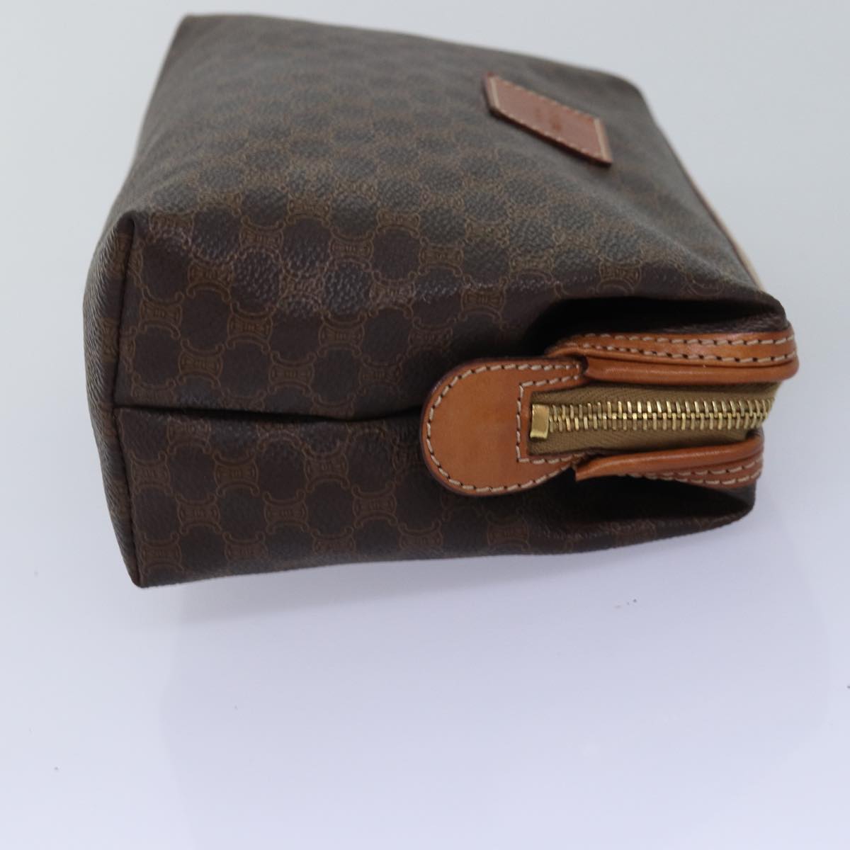 Luxury CELINE Macadam Canvas Pouch PVC Brown 12828