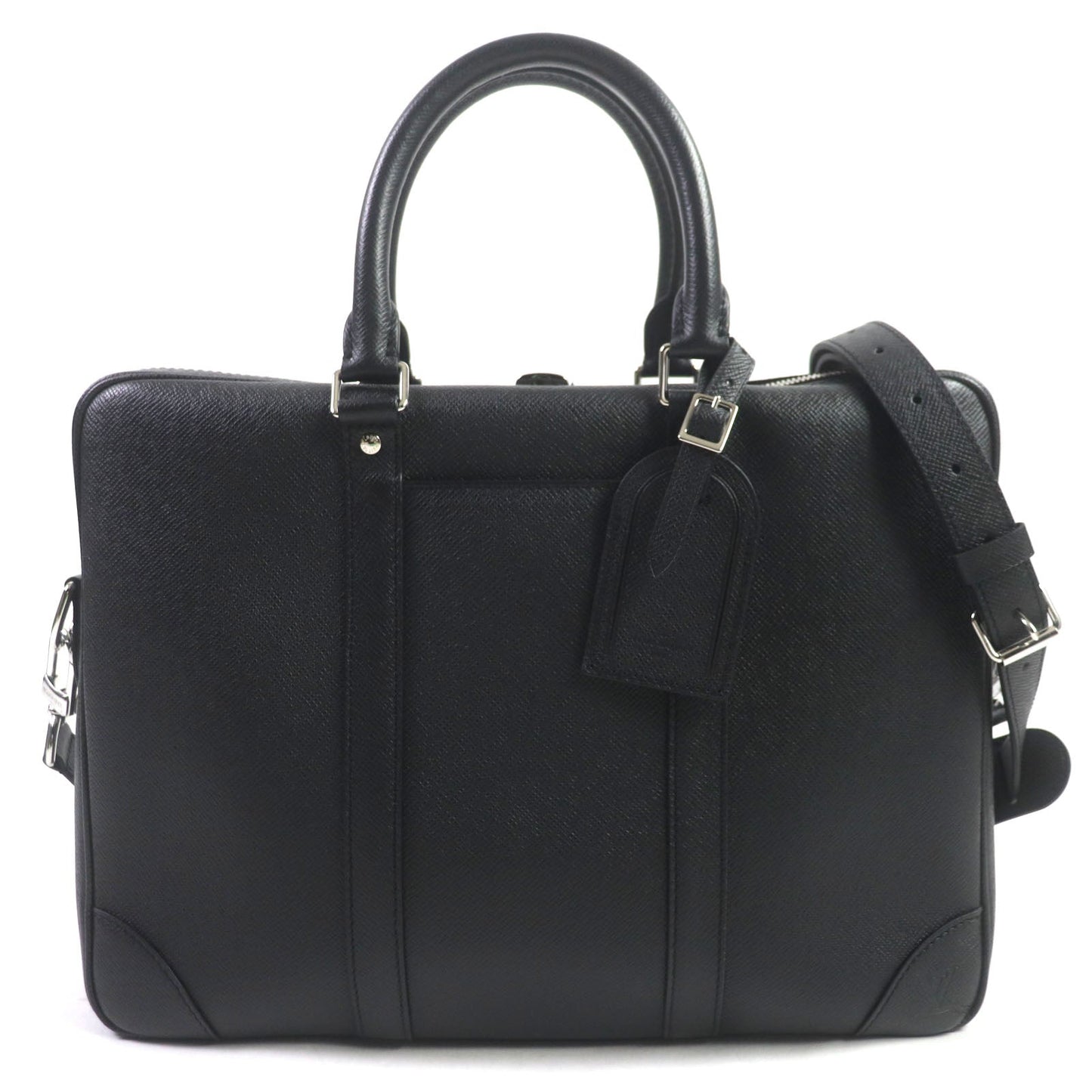 LOUIS VUITTON Briefcase Taiga Leather black Taiga Porte Documan Voyagej mens