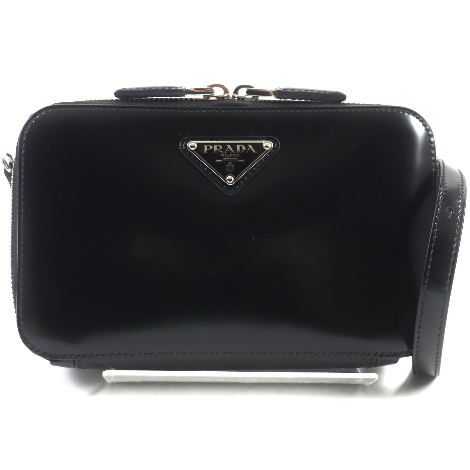 PRADA Shoulder Bag 2VH173 Brushed leather black Brick mens