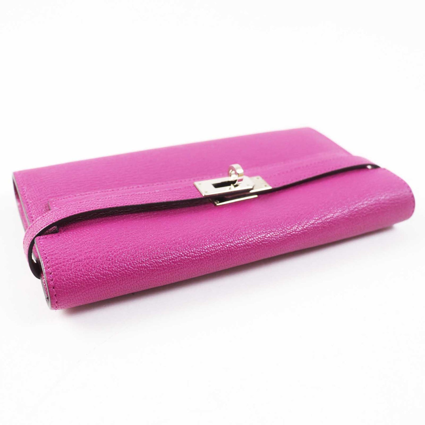 HERMES Long Wallet Purse Shave Rose purple Kelly wallet Women