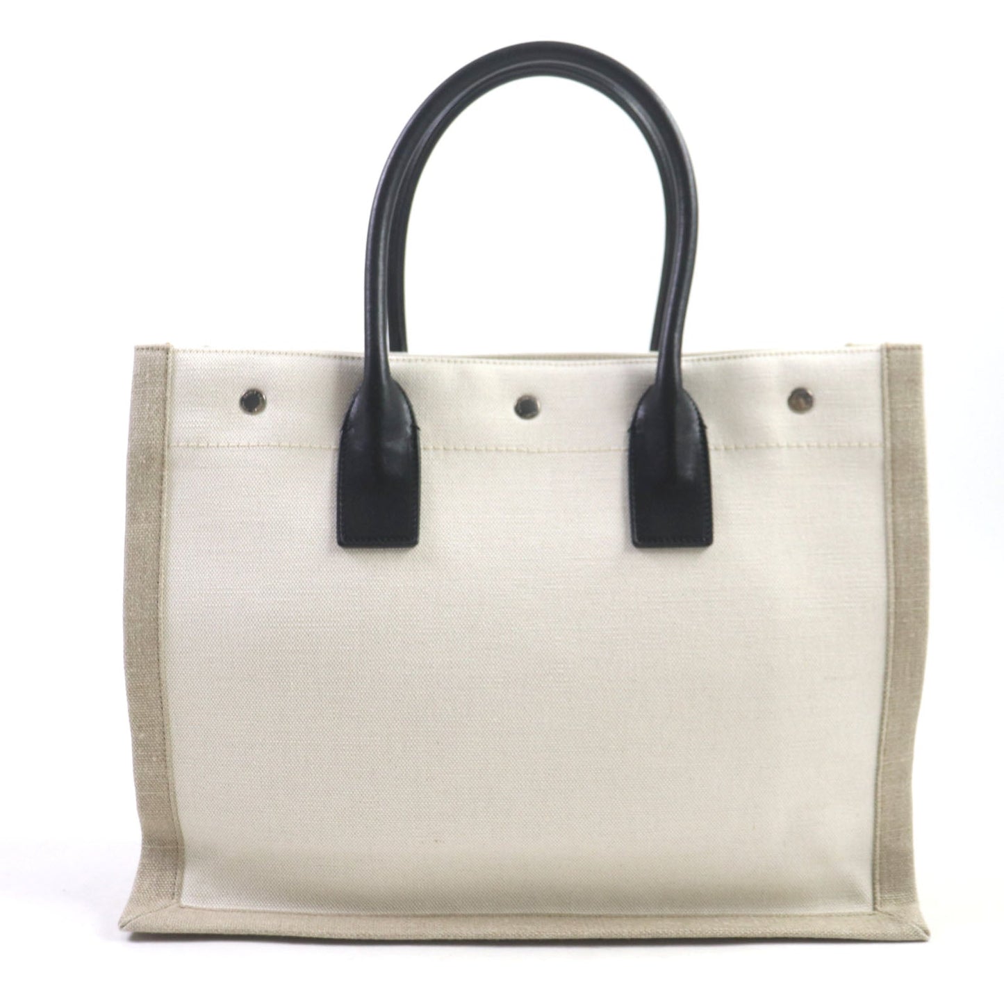Saint Laurent Rive Gauche Canvas Leather Tote Bag