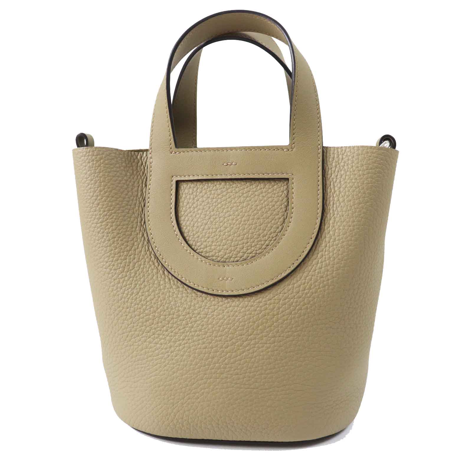 HERMES Handbag Main: Taurillon Clemence, Part: Swift beige marfa in the loop 18 Women