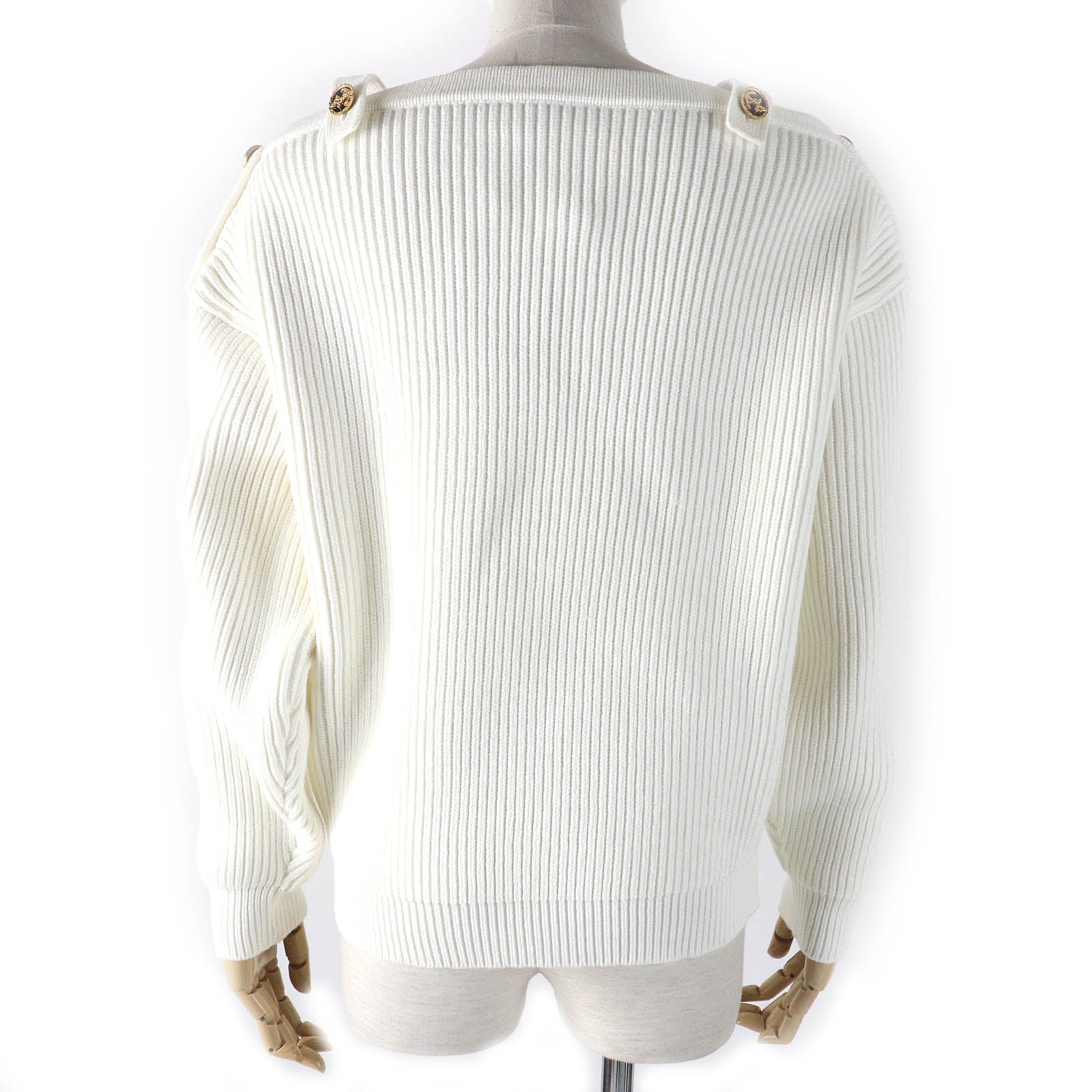 LOUIS VUITTON knit Main: 54% cotton, 43% polyester, 2% polyamide, 1% polyurethane white Nautical Shoulder Detail Knit Women M