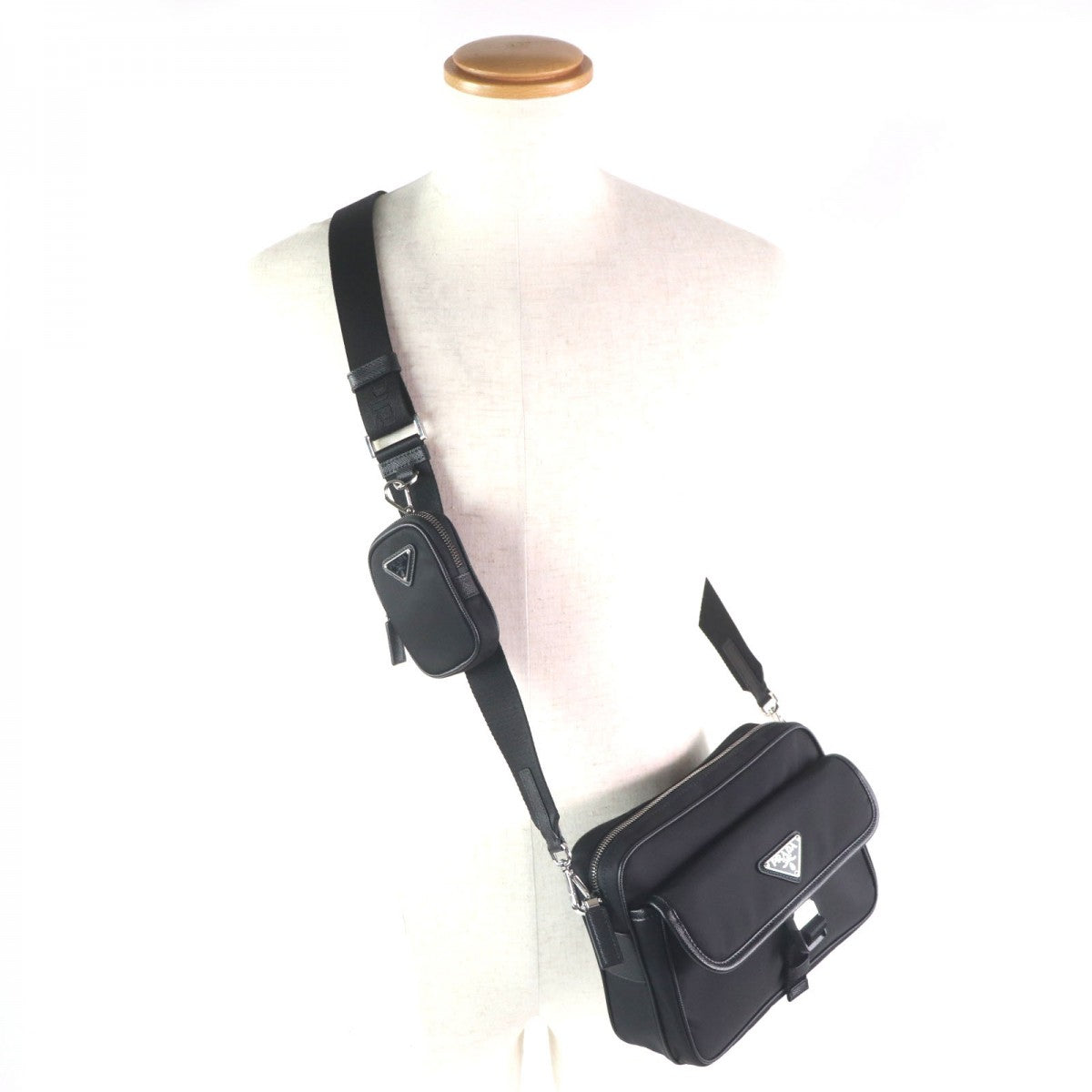 PRADA Shoulder Bag 2VH133 Main: Nylon, Part: Saffiano leather black mens