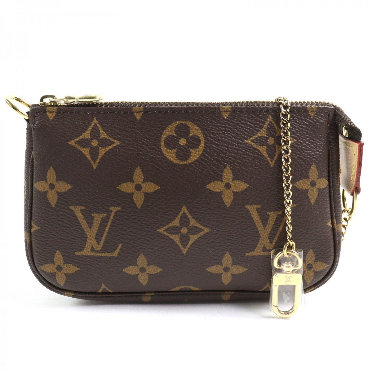 LOUIS VUITTON Pouch Main: Monogram canvas, Part: Tanned leather Brown Mini Pochette Accessoires Women