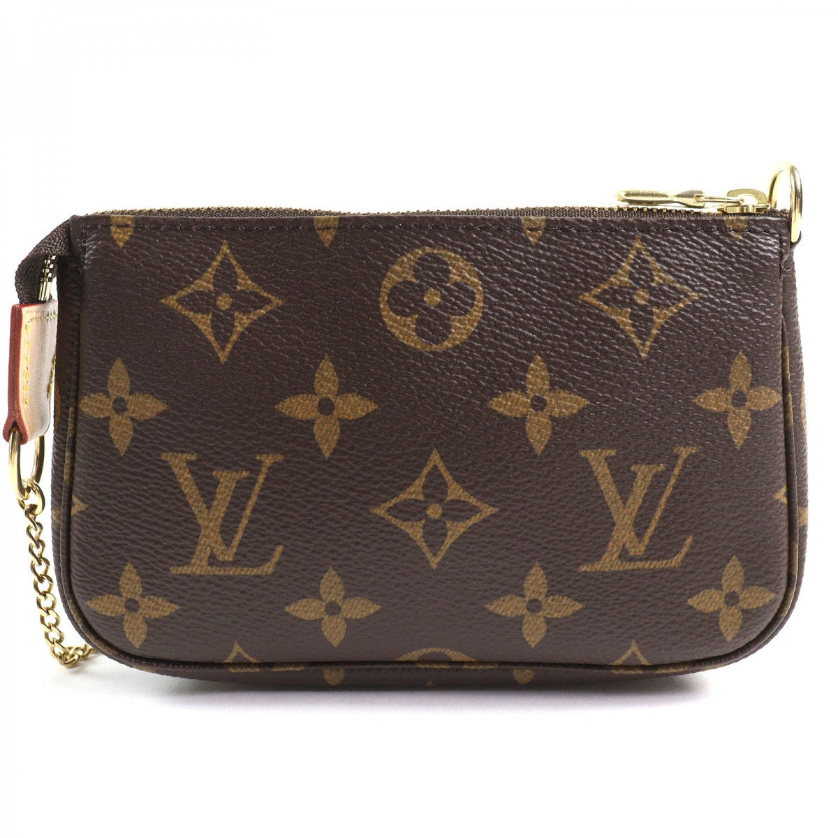 LOUIS VUITTON Pouch Main: Monogram canvas, Part: Tanned leather Brown Mini Pochette Accessoires Women