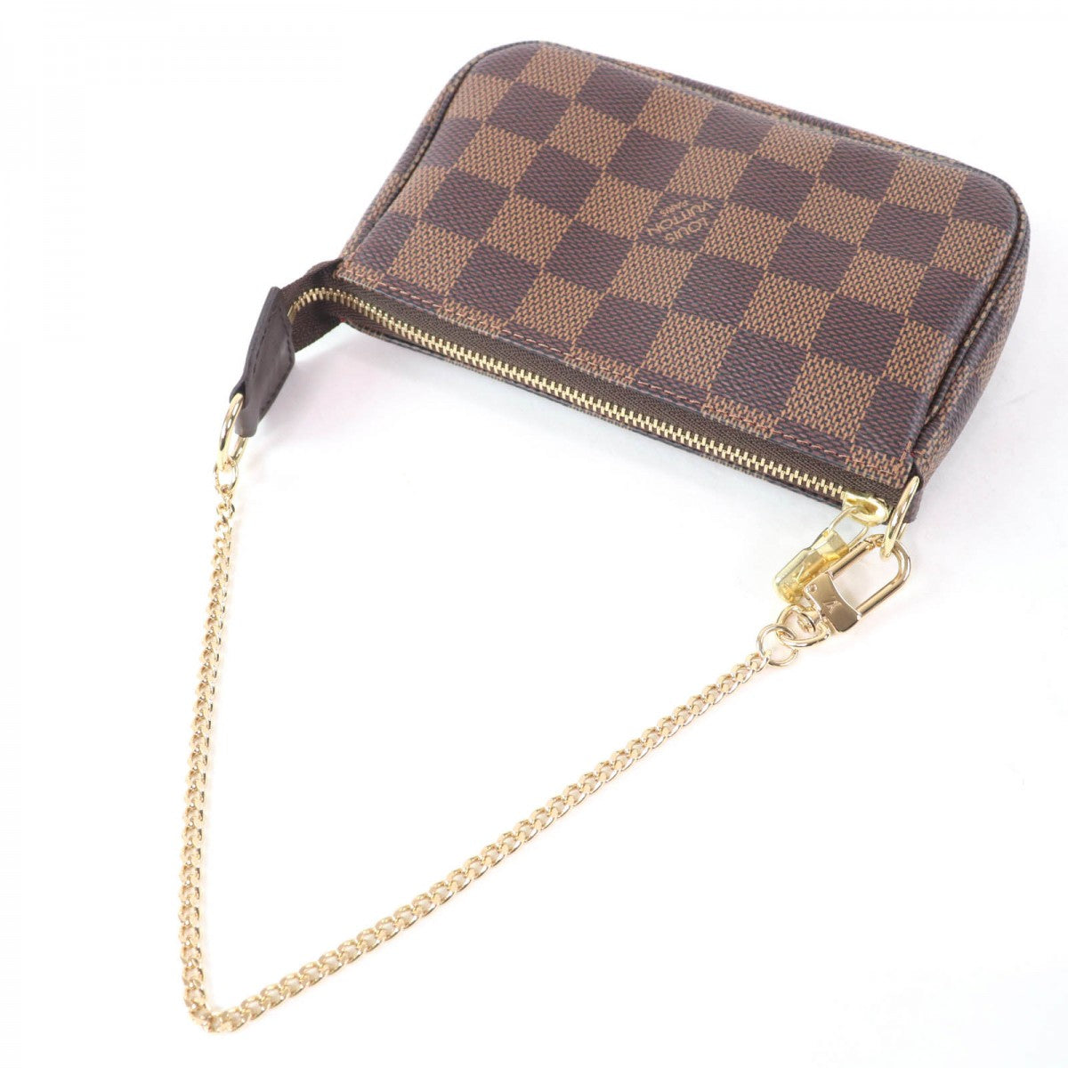 LOUIS VUITTON Pochette Main: Damier Ebene Brown Mini Pochette Accessoires Women