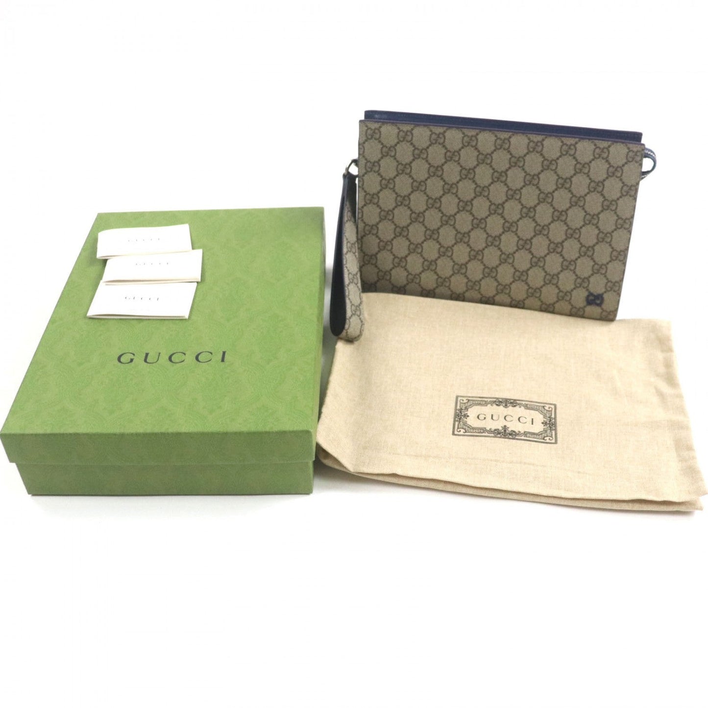 GUCCI Clutch bag 768255 GG Supreme Canvas Beige blue