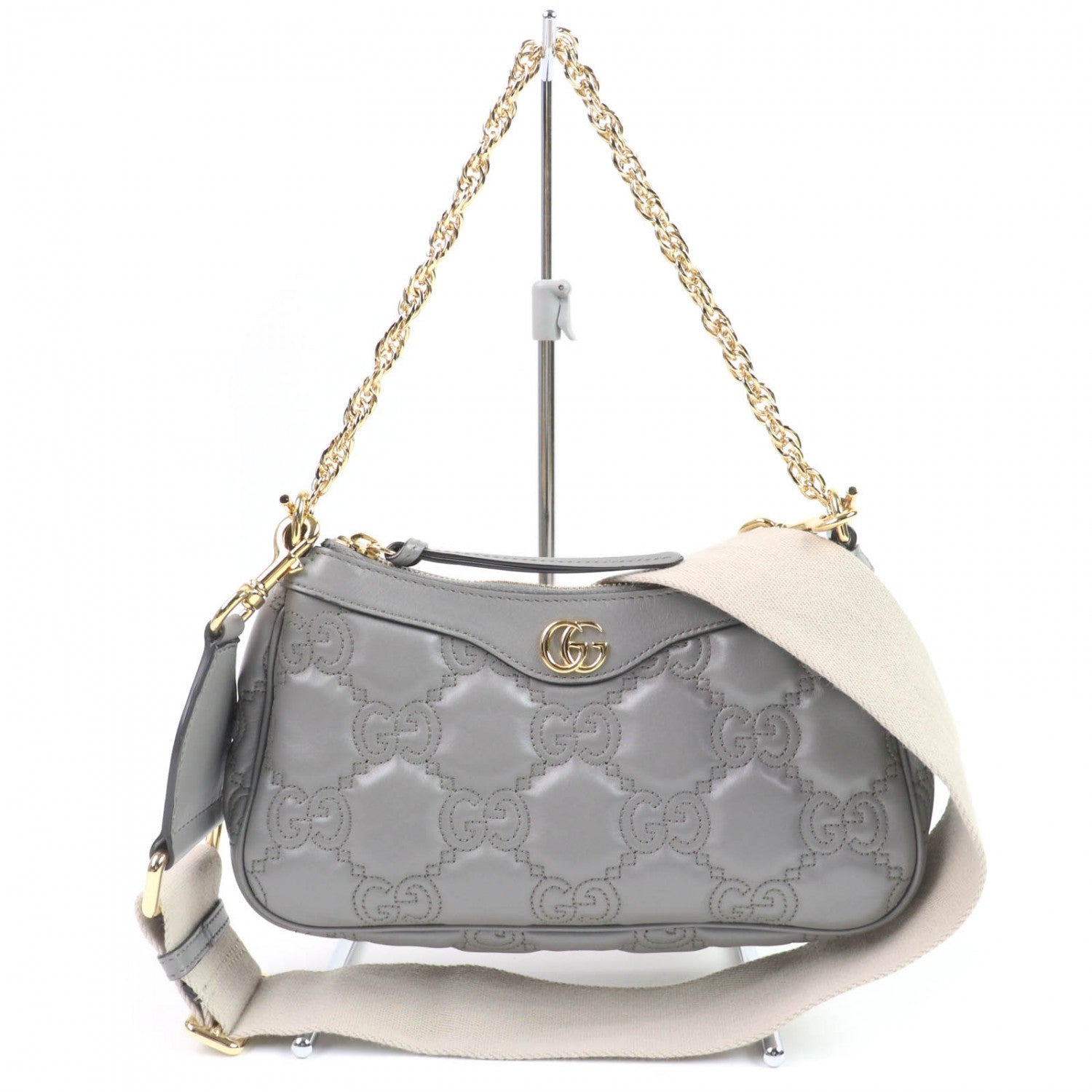 GUCCI Shoulder Bag 735049 leather gray