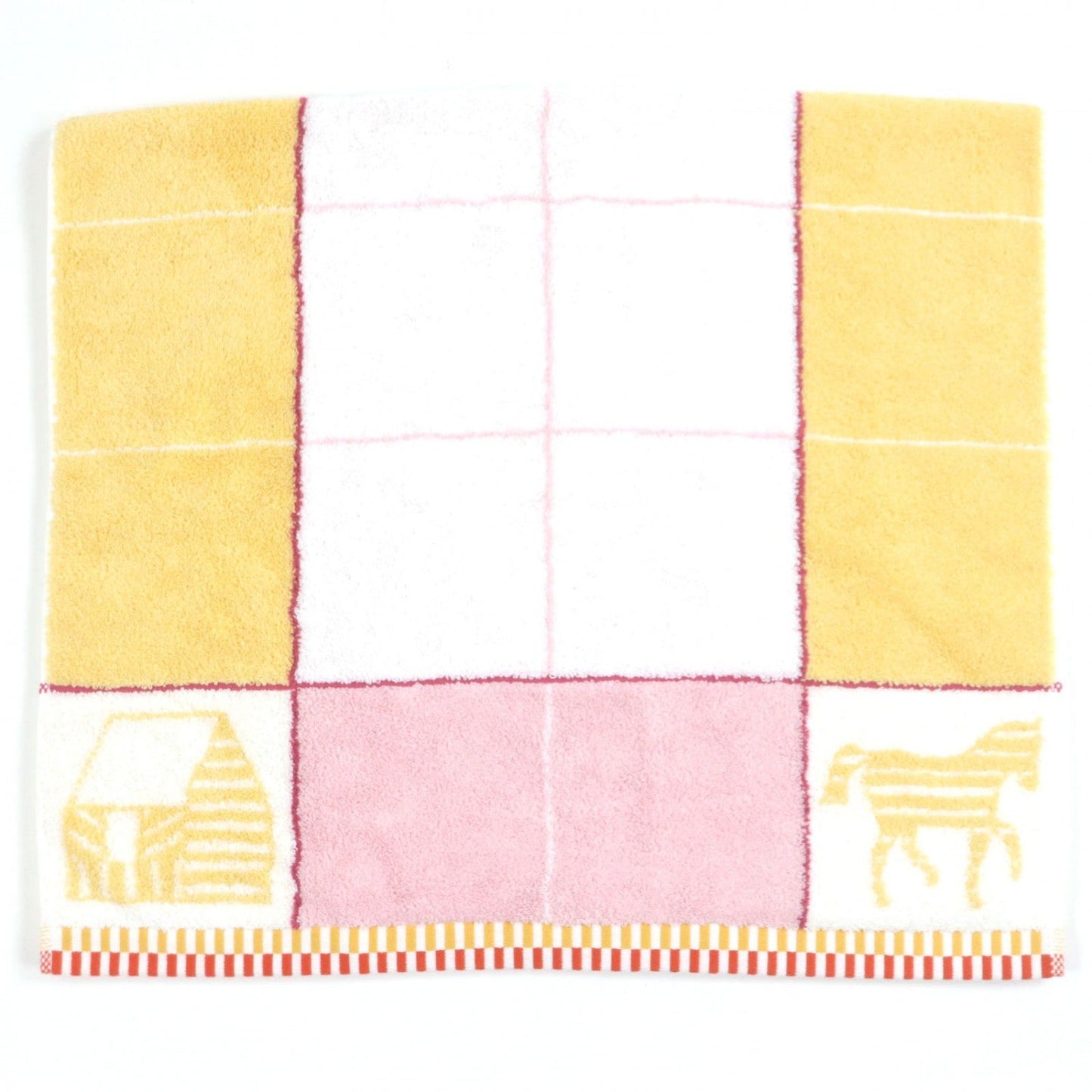 HERMES towel cotton White Pink Yellow Bag