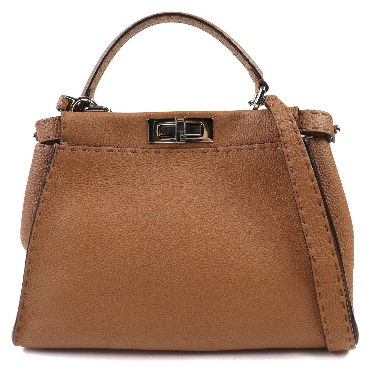 FENDI Shoulder Bag 8BN290 leather Brown PEEKABOO Regular