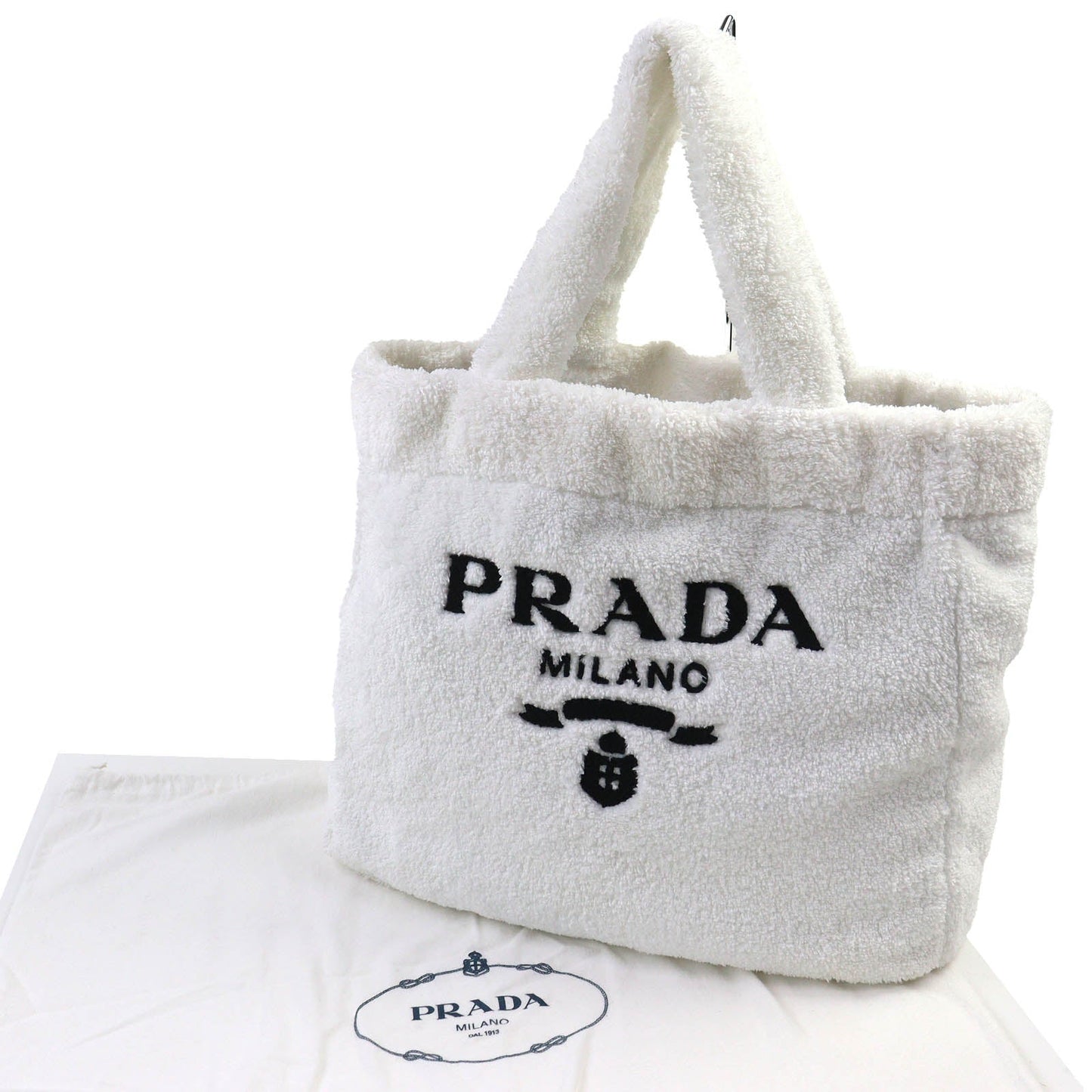 Prada SPUGNA Triangle Logo Terry Tote Bag