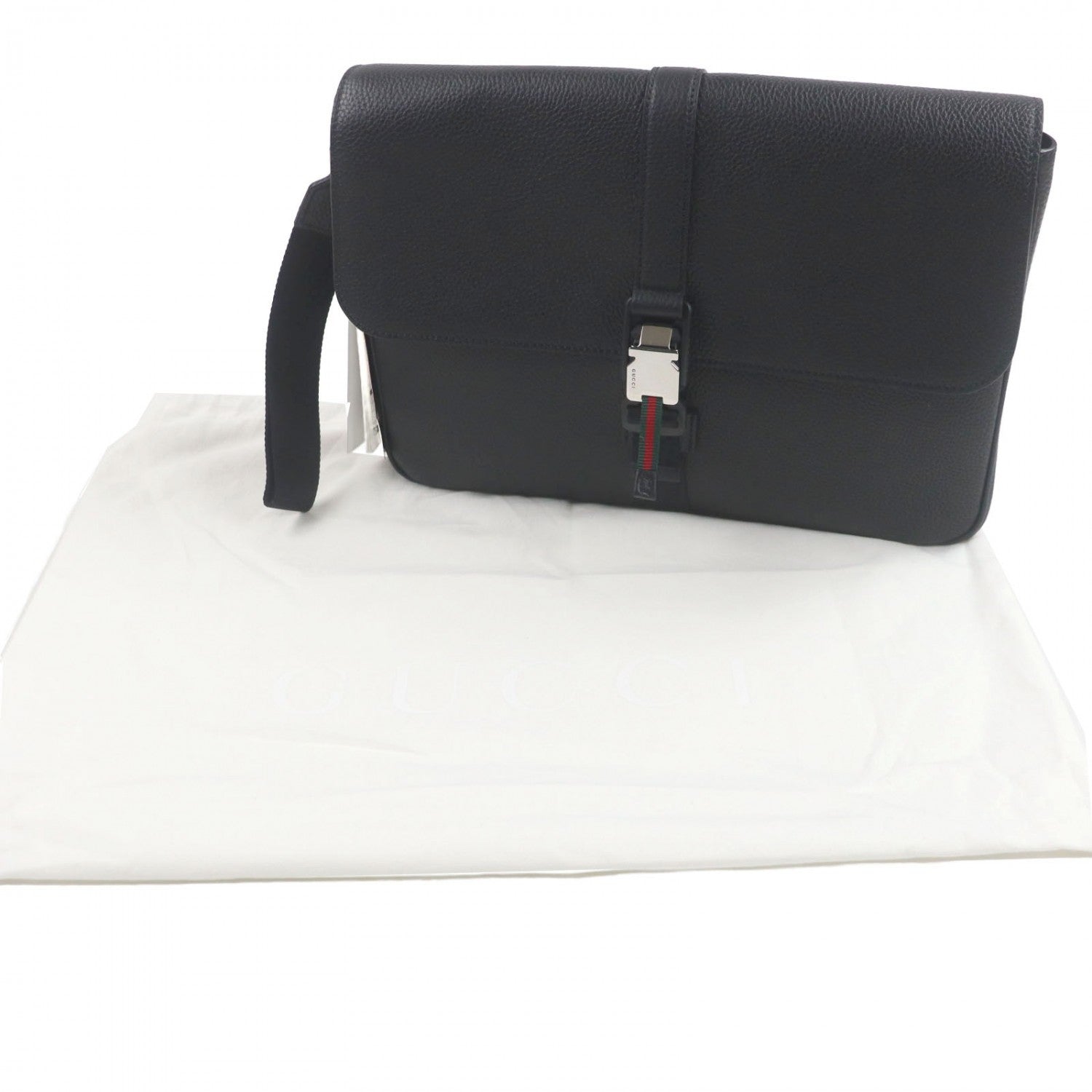 GUCCI Clutch bag 816755 leather black Web stripe