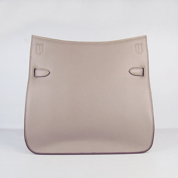 Luxury Hermes Leather Shoulder bag grey silver