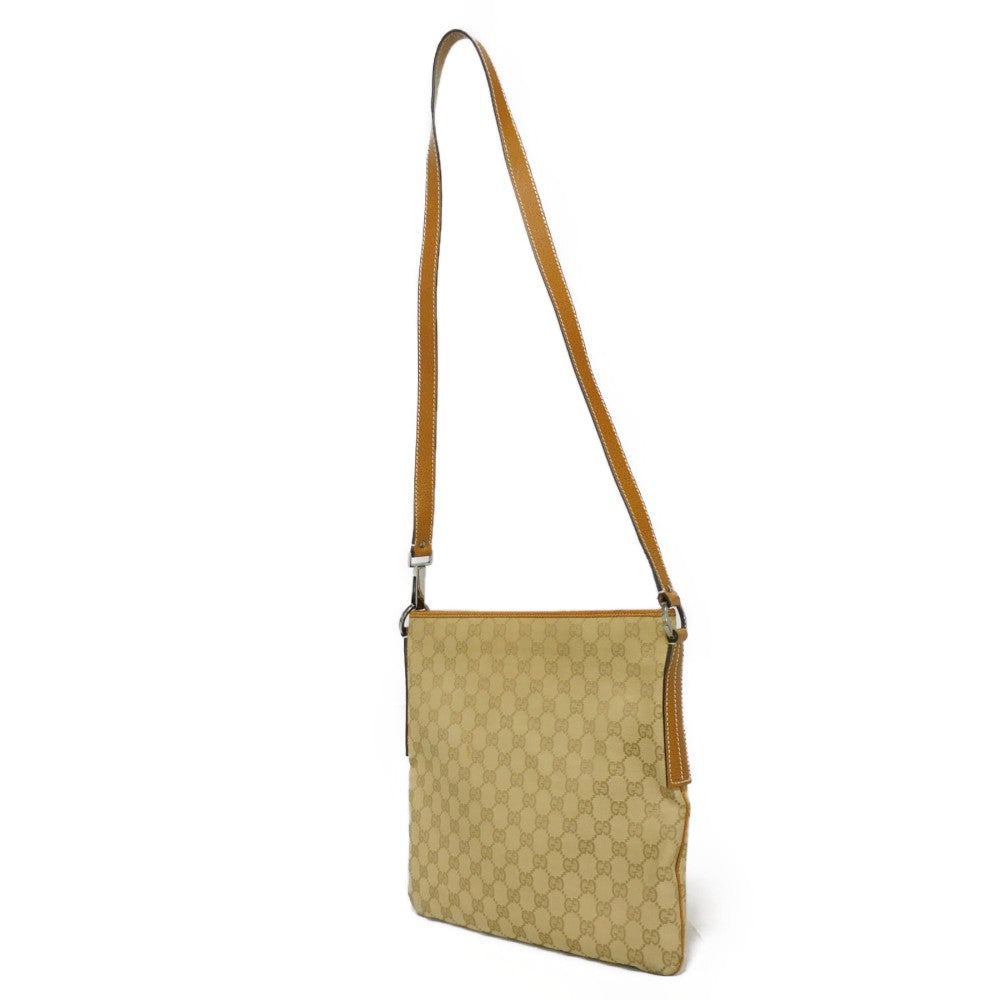 GUCCI Shoulder Bag 113013 GG canvas x pigskin beige Double G Brown Crossbody GG canvas Messenger bag unisex(Unisex)